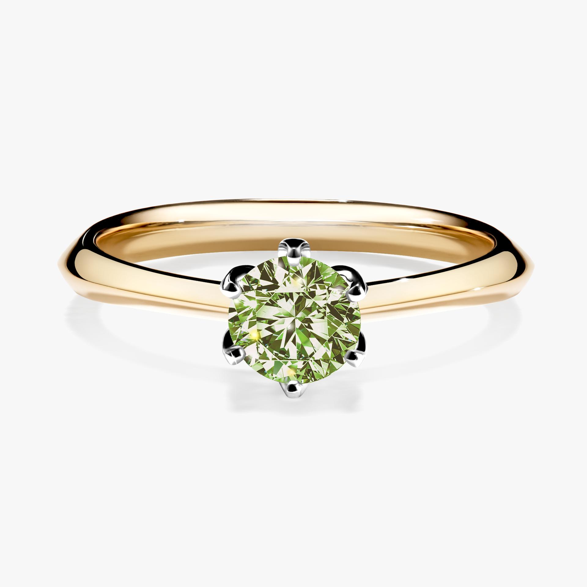 Pierscionek zareczynowy z diamentem zielony_jasny 050 CT z zoltego zlota my daisy 01