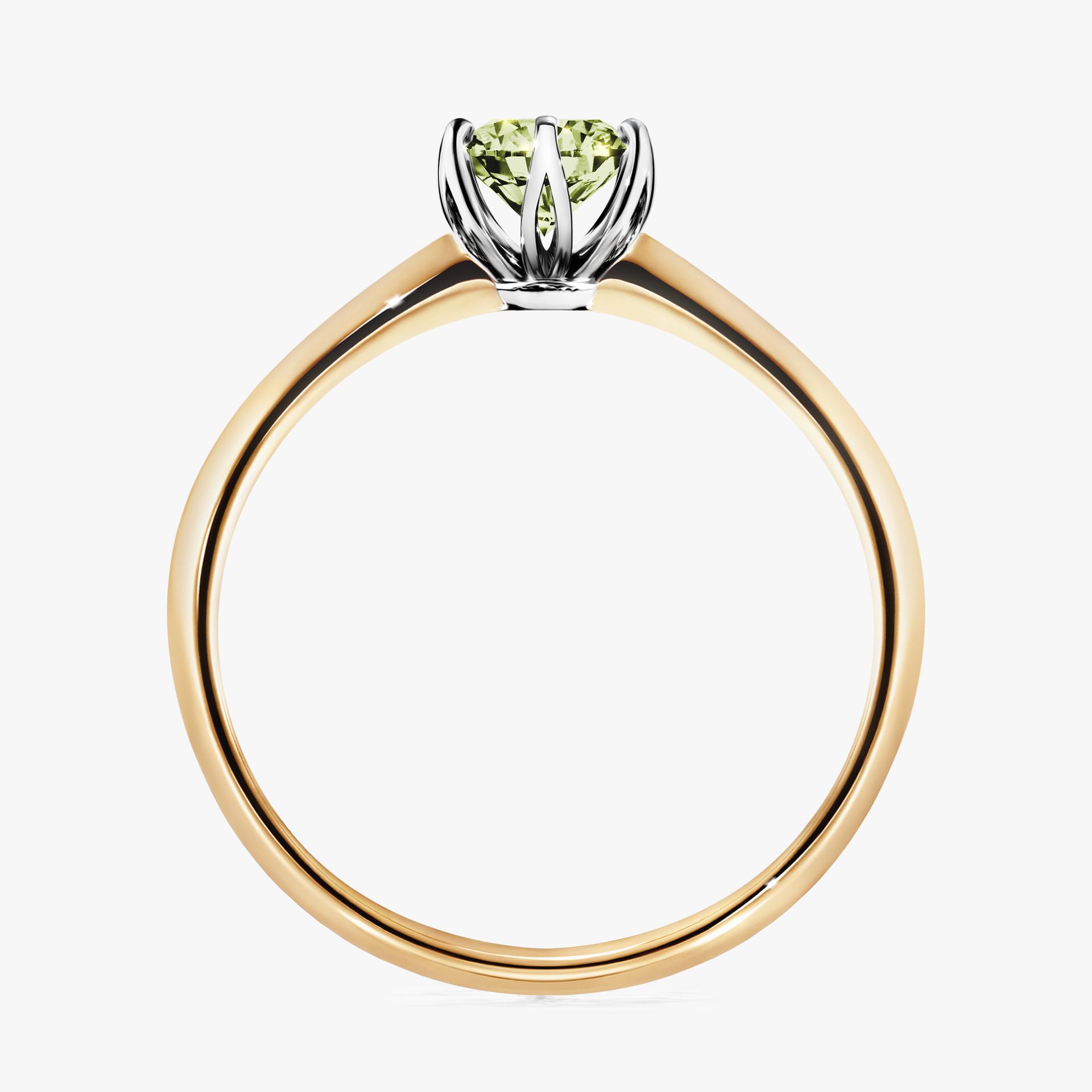 Pierscionek zareczynowy z diamentem zielony_jasny 050 CT z zoltego zlota my daisy 02