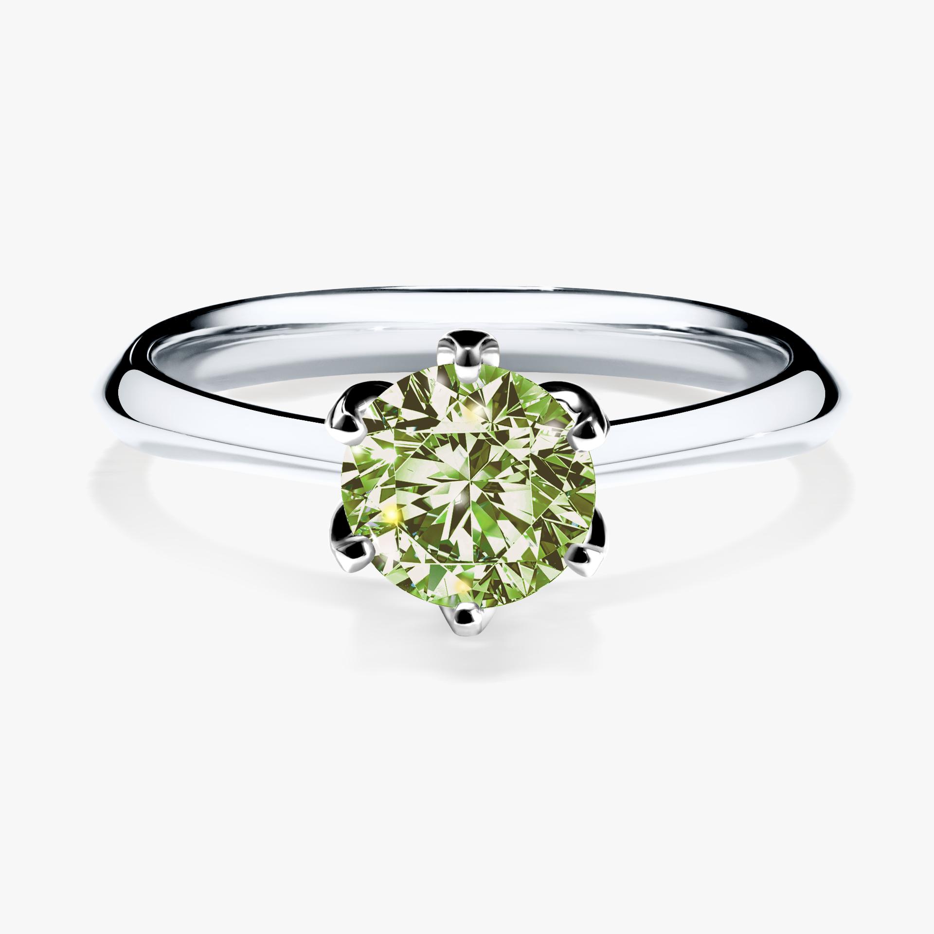 Pierscionek zareczynowy z diamentem zielony_jasny 080 CT z bialego zlota my daisy 01