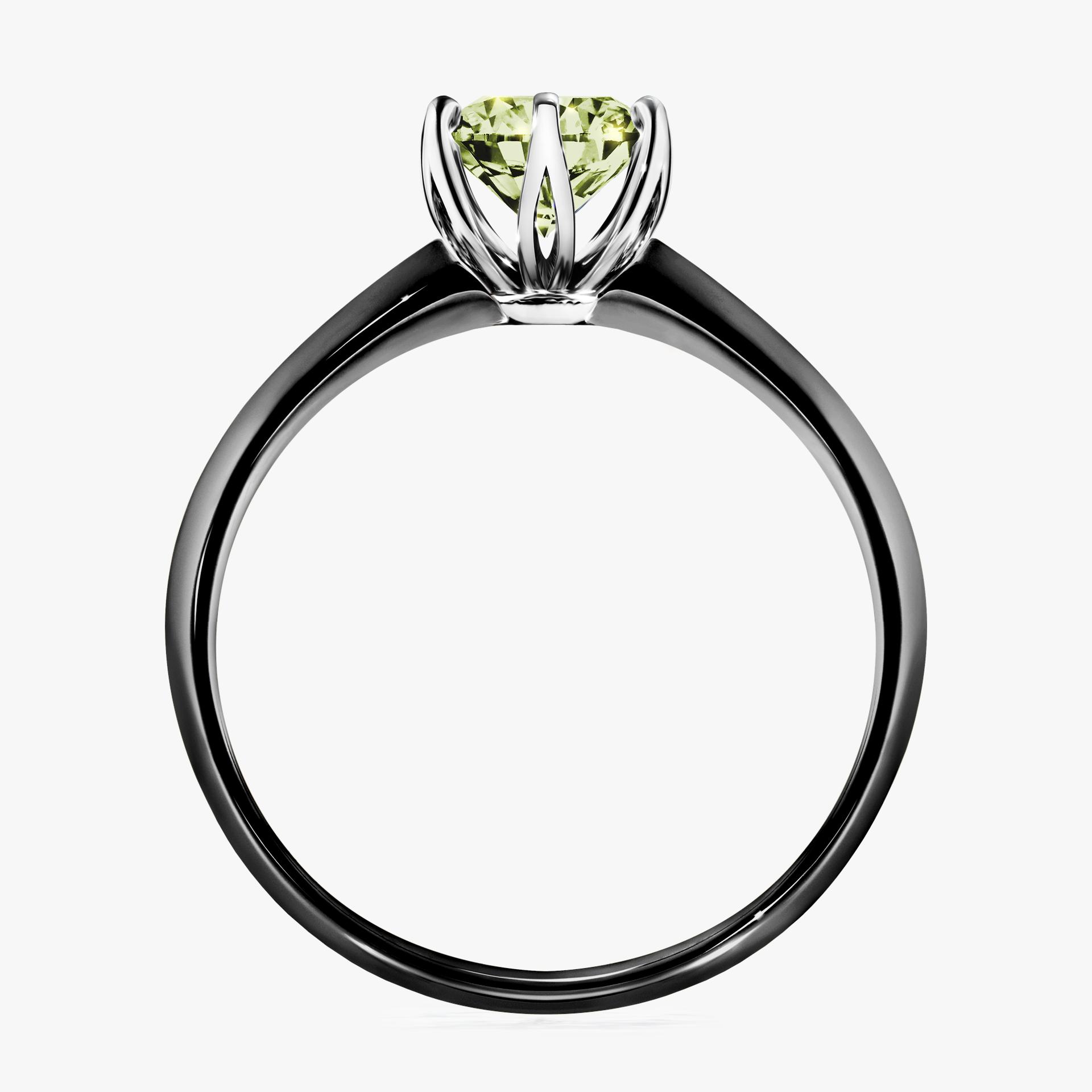 Pierscionek zareczynowy z diamentem zielony_jasny 080 CT z czarnego zlota my daisy 02