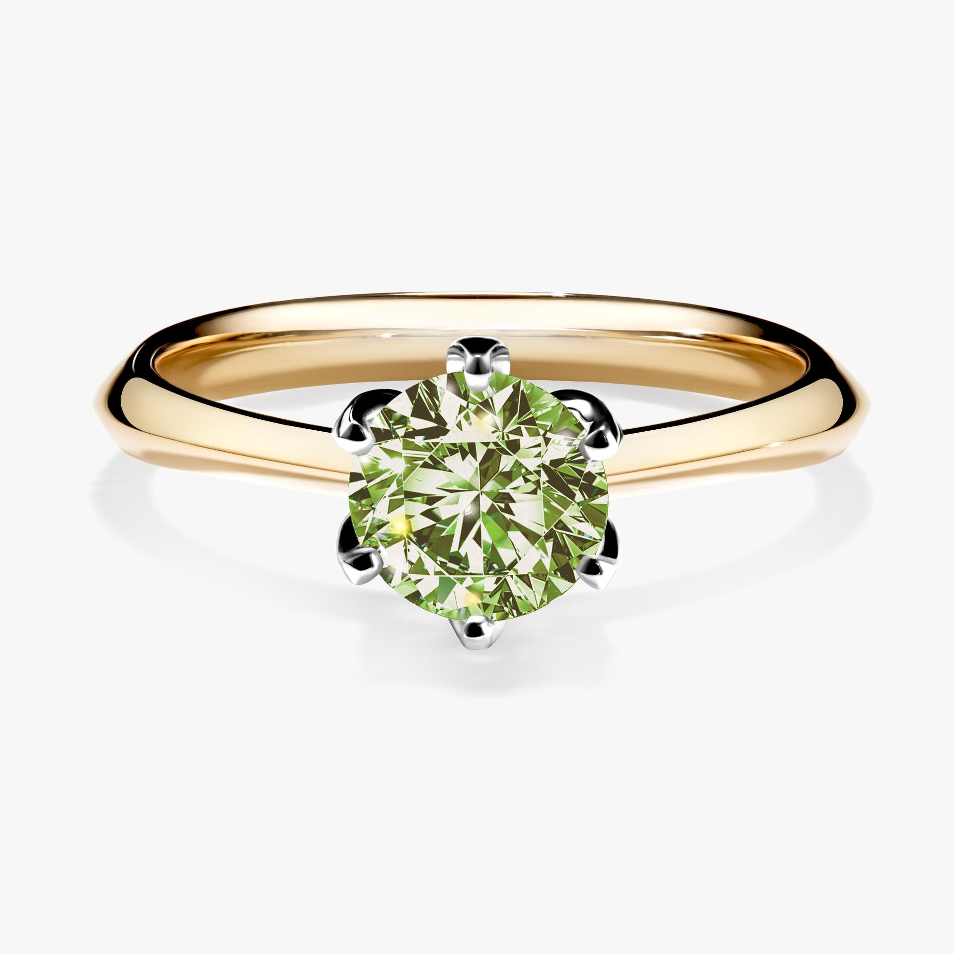 Pierscionek zareczynowy z diamentem zielony_jasny 080 CT z zoltego zlota my daisy 01