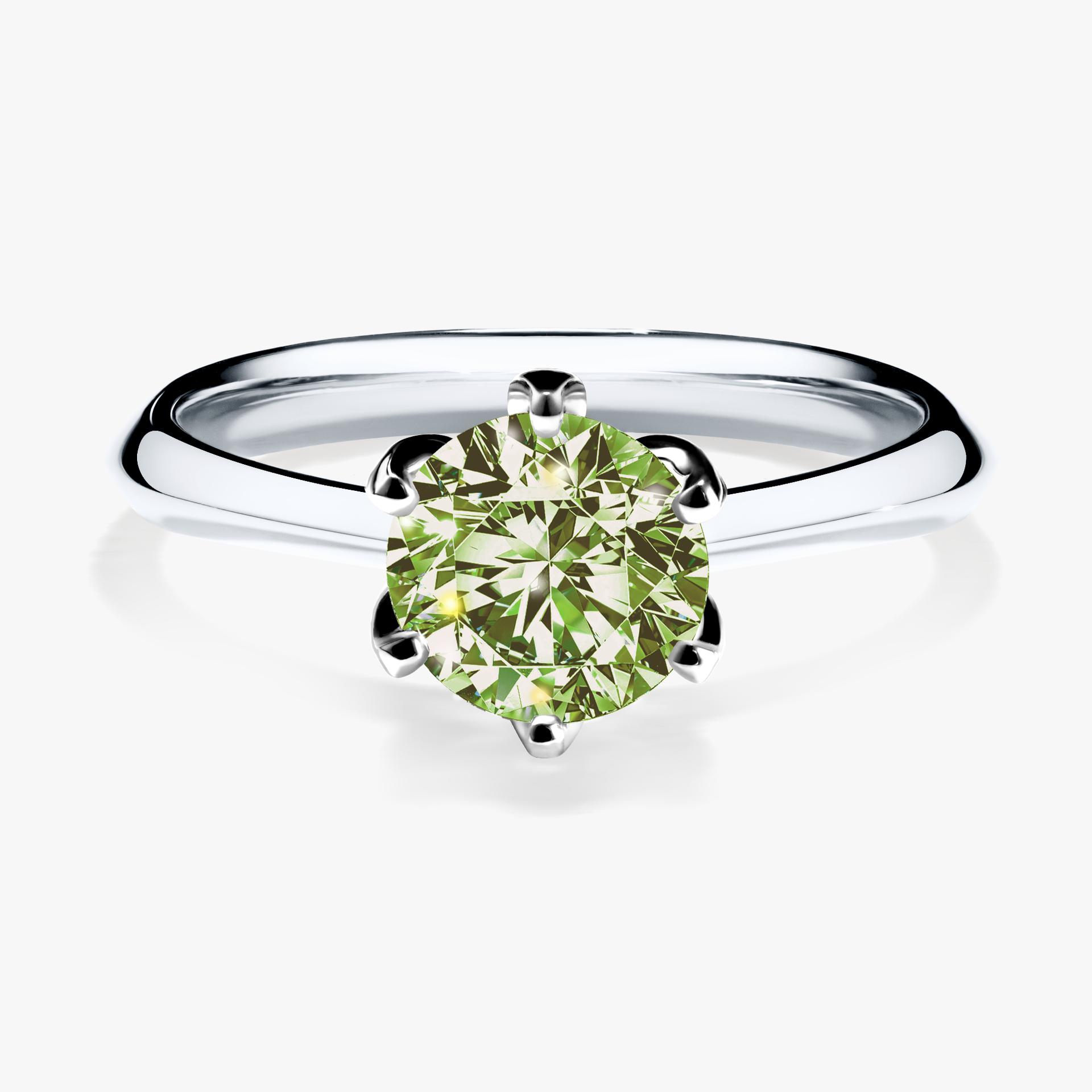 Pierscionek zareczynowy z diamentem zielony_jasny 100 CT z bialego zlota my daisy 01