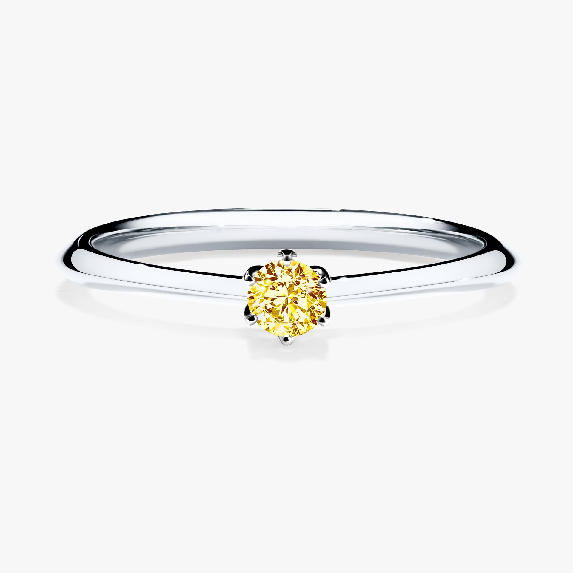 Pierscionek zareczynowy z diamentem zolty 010 CT z bialego zlota my daisy 01