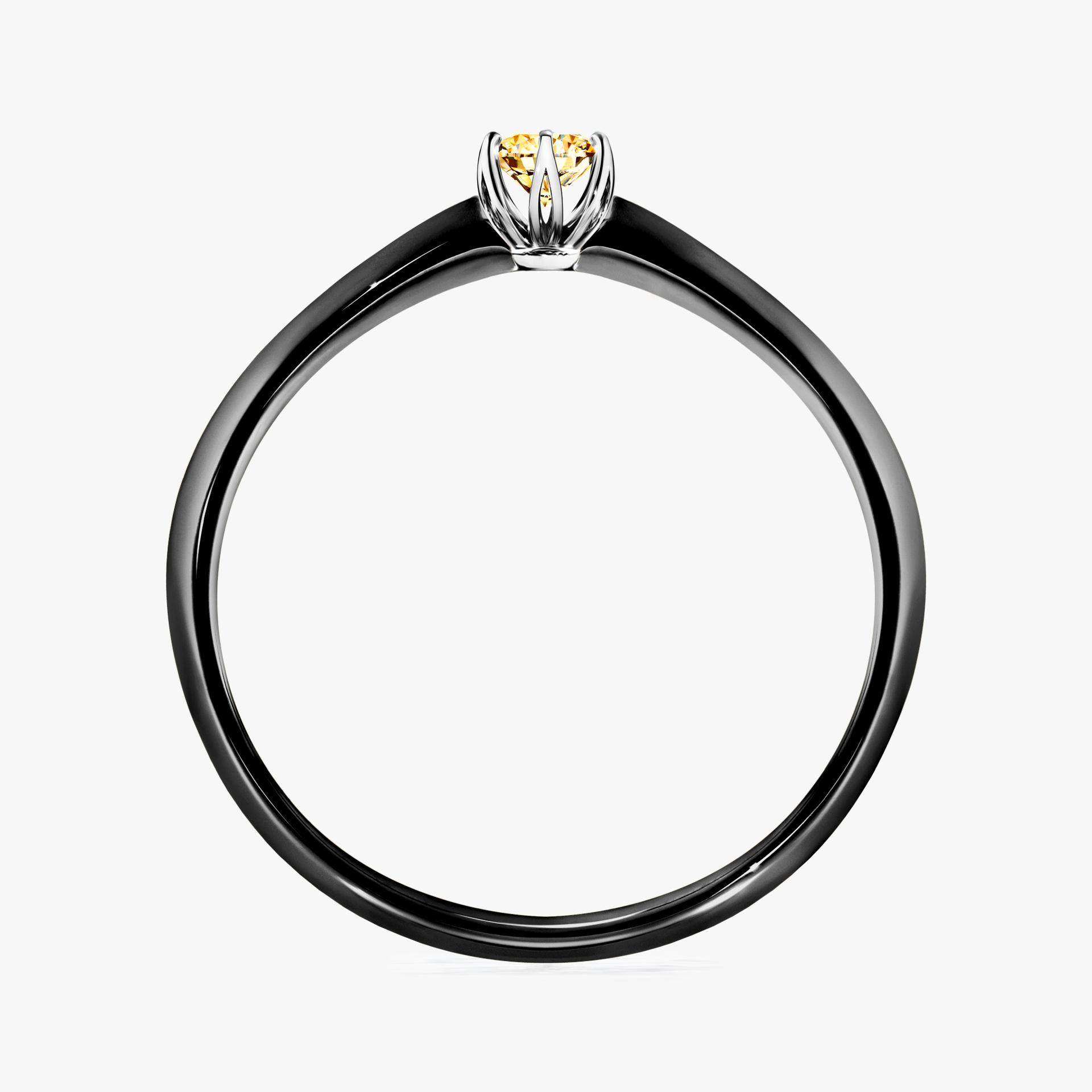 Pierscionek zareczynowy z diamentem zolty 010 CT z czarnego zlota my daisy 02