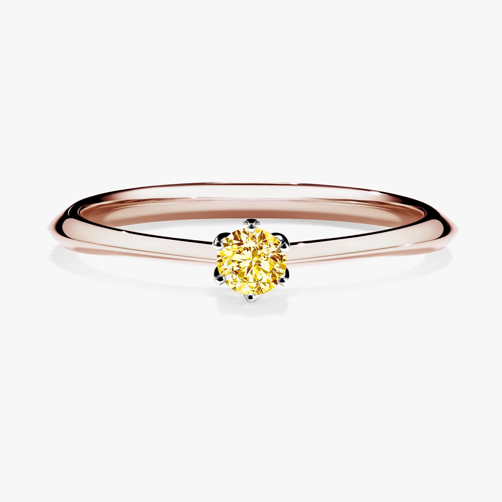 Pierscionek zareczynowy z diamentem zolty 010 CT z rozowego zlota my daisy 01