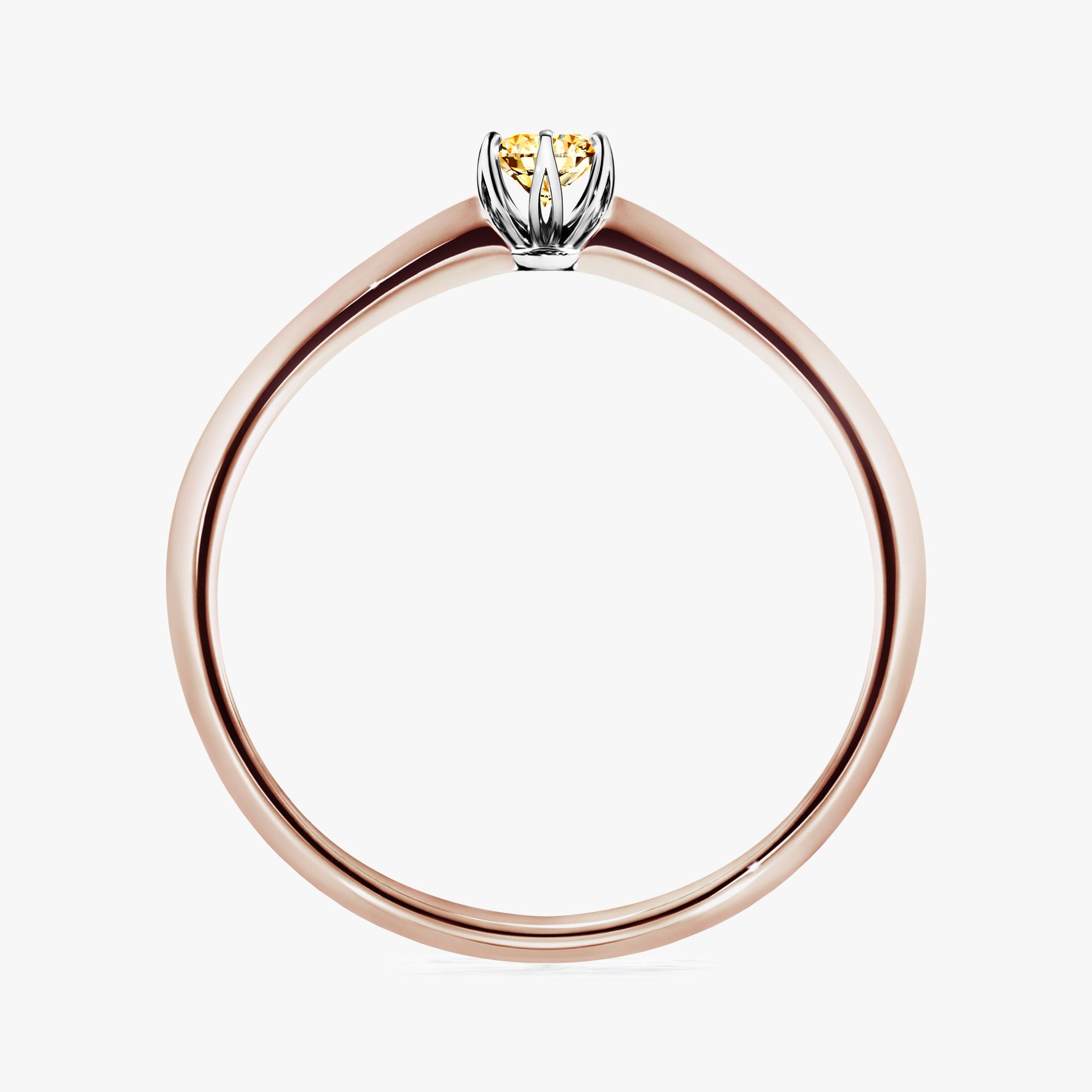 Pierscionek zareczynowy z diamentem zolty 010 CT z rozowego zlota my daisy 02