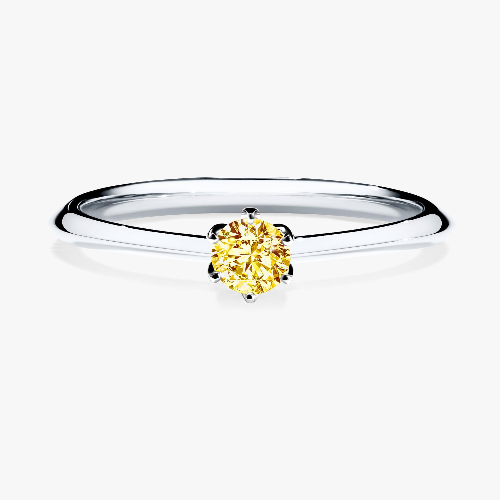 Pierscionek zareczynowy z diamentem zolty 017 CT z bialego zlota my daisy 01