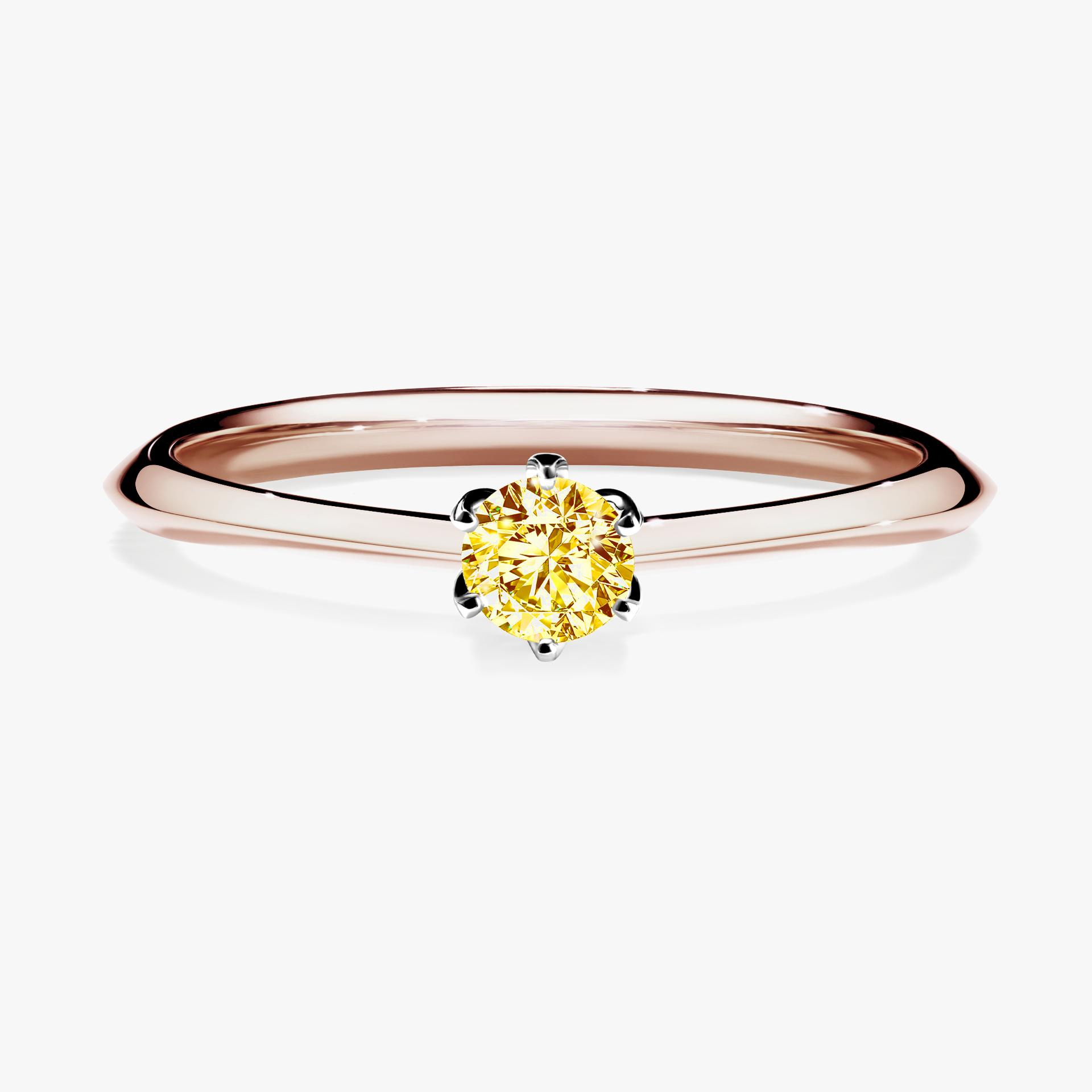 Pierscionek zareczynowy z diamentem zolty 017 CT z rozowego zlota my daisy 01