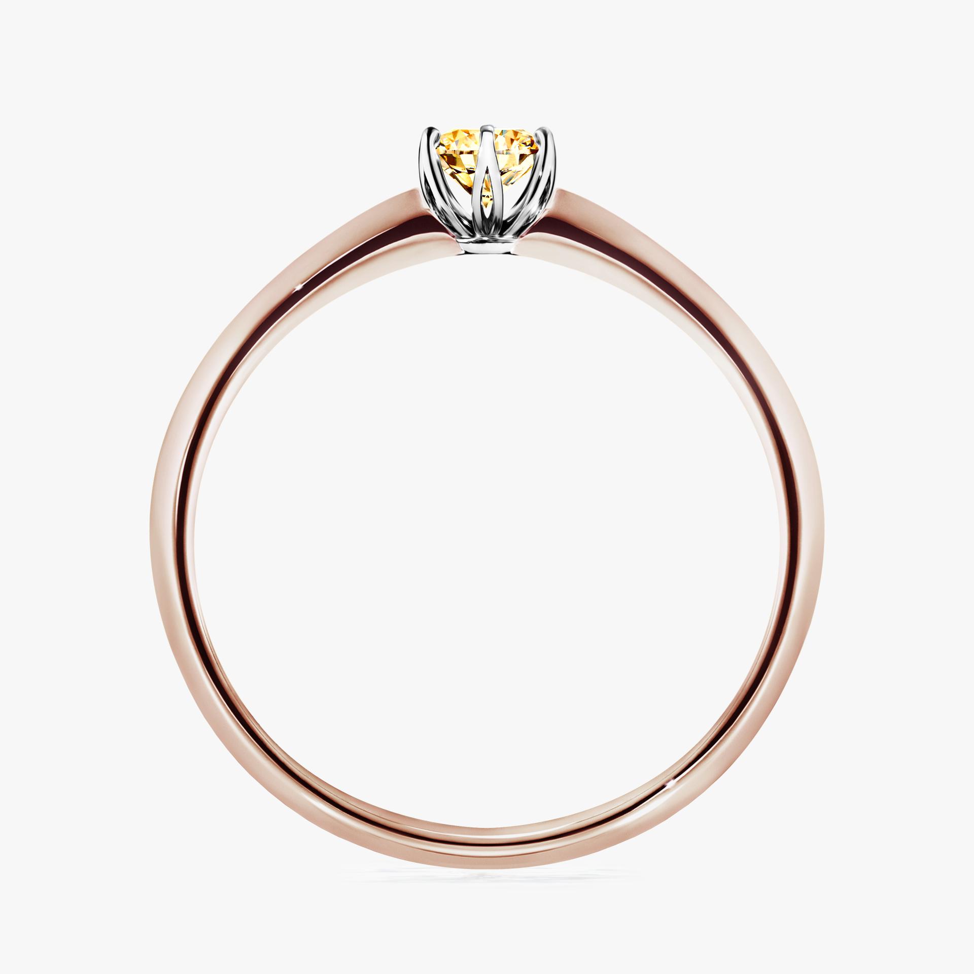 Pierscionek zareczynowy z diamentem zolty 017 CT z rozowego zlota my daisy 02