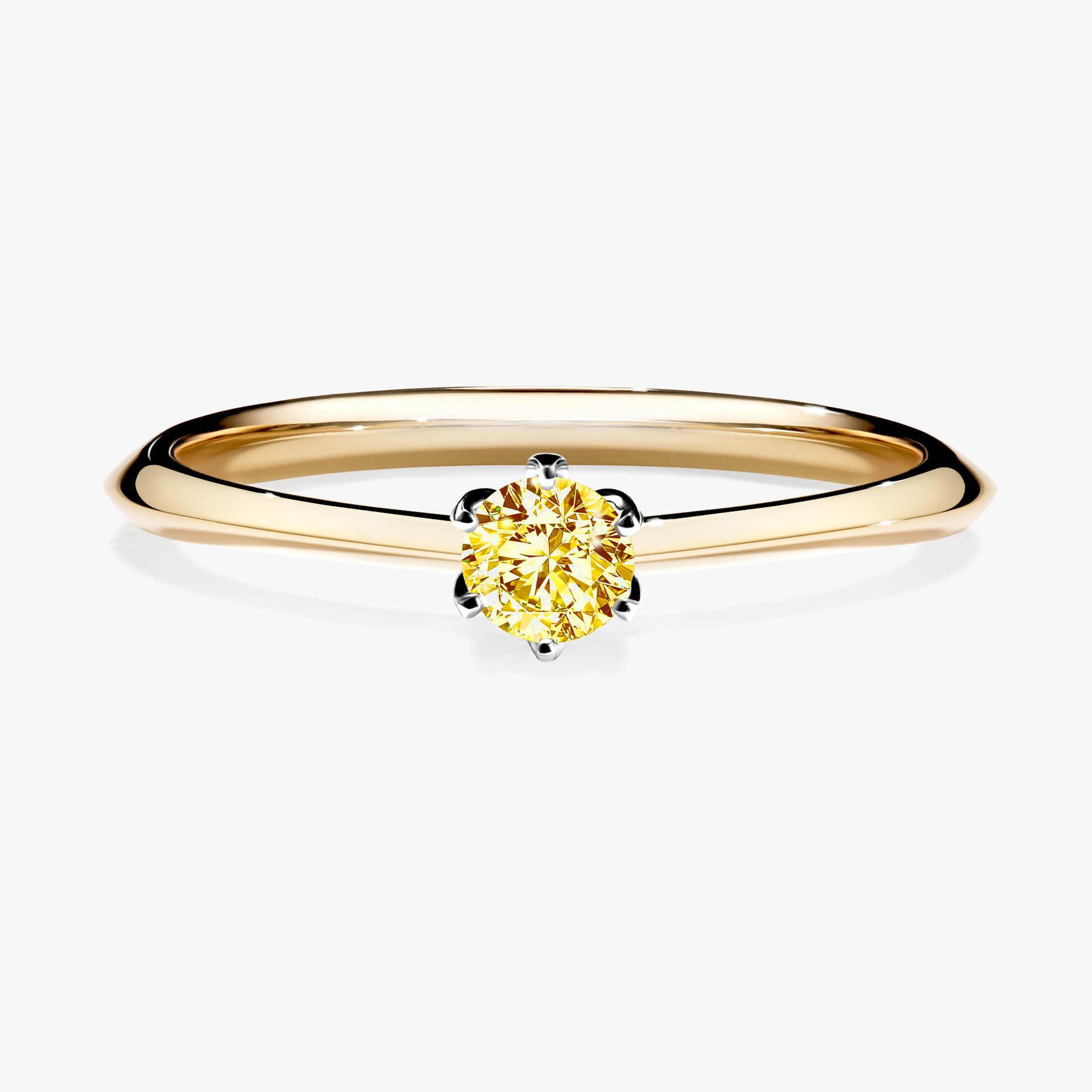 Pierscionek zareczynowy z diamentem zolty 017 CT z zoltego zlota my daisy 01