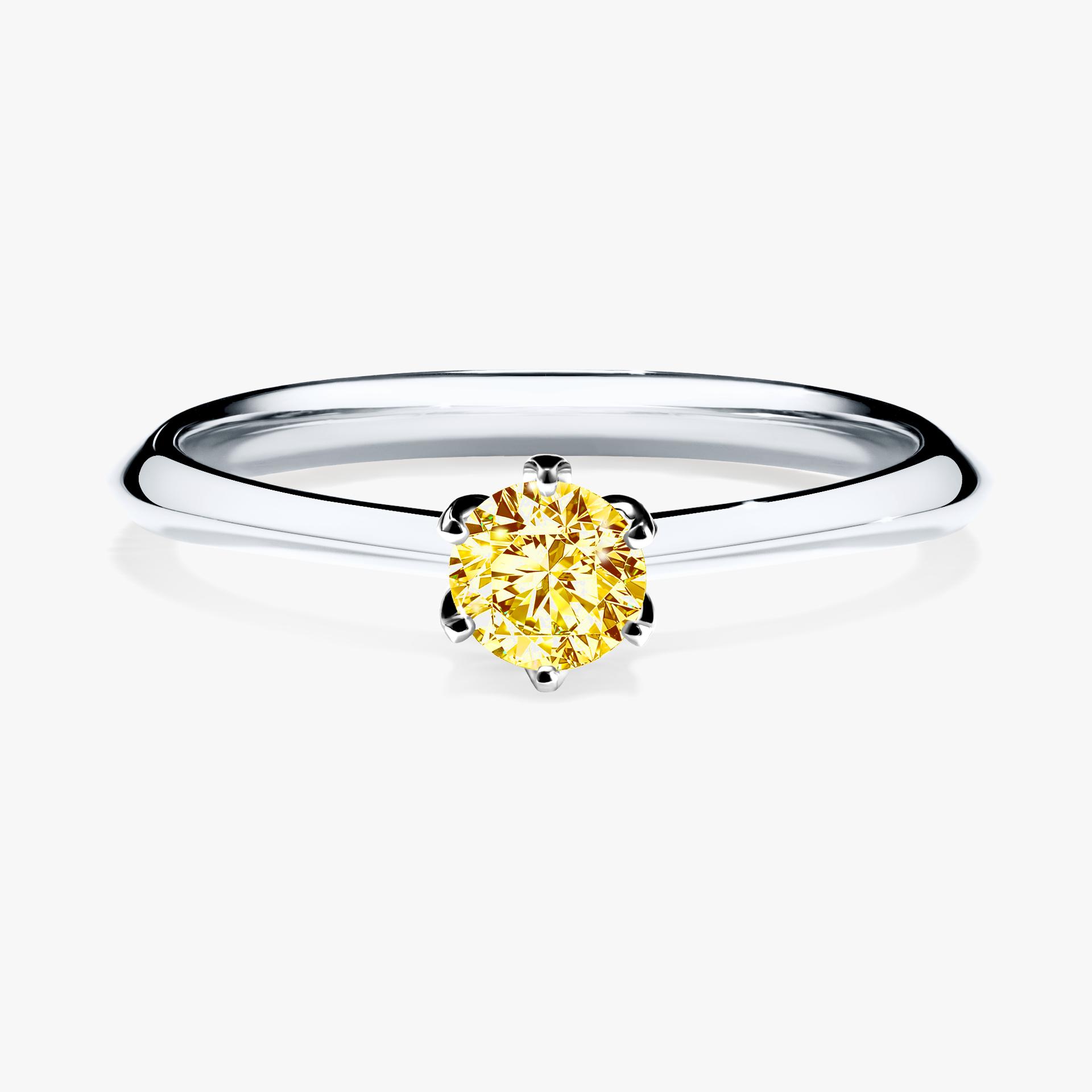 Pierscionek zareczynowy z diamentem zolty 025 CT z bialego zlota my daisy 01
