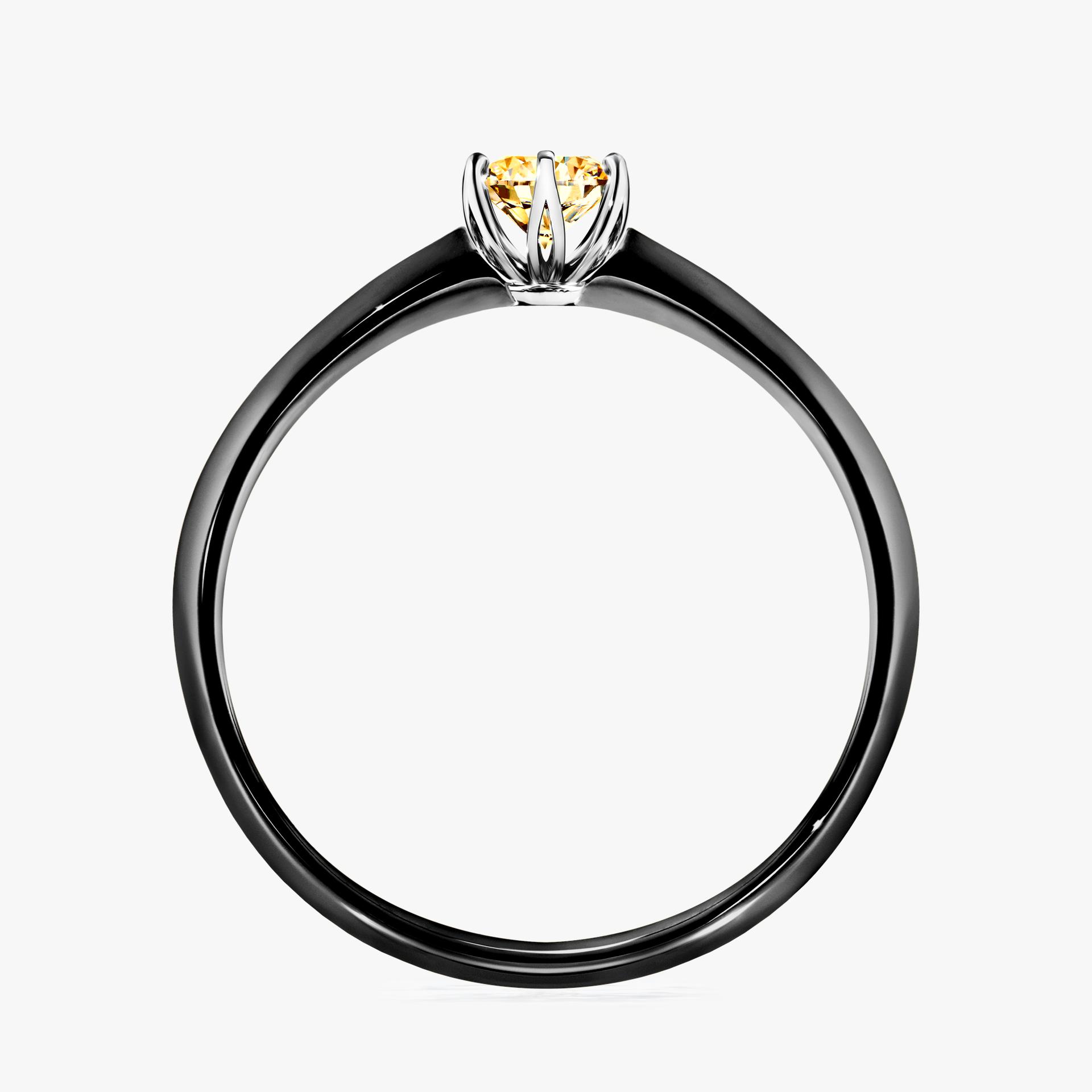 Pierscionek zareczynowy z diamentem zolty 025 CT z czarnego zlota my daisy 02
