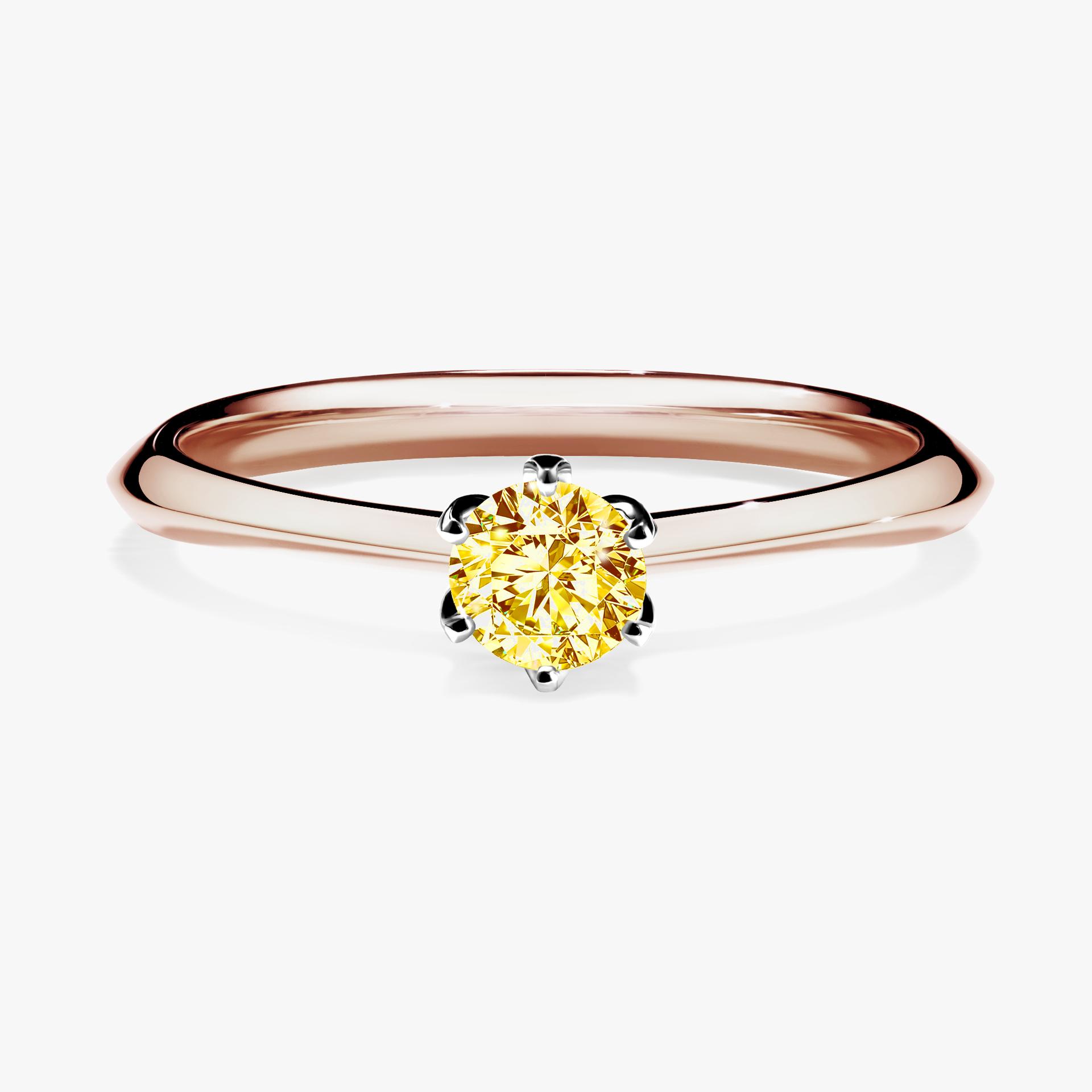 Pierscionek zareczynowy z diamentem zolty 025 CT z rozowego zlota my daisy 01