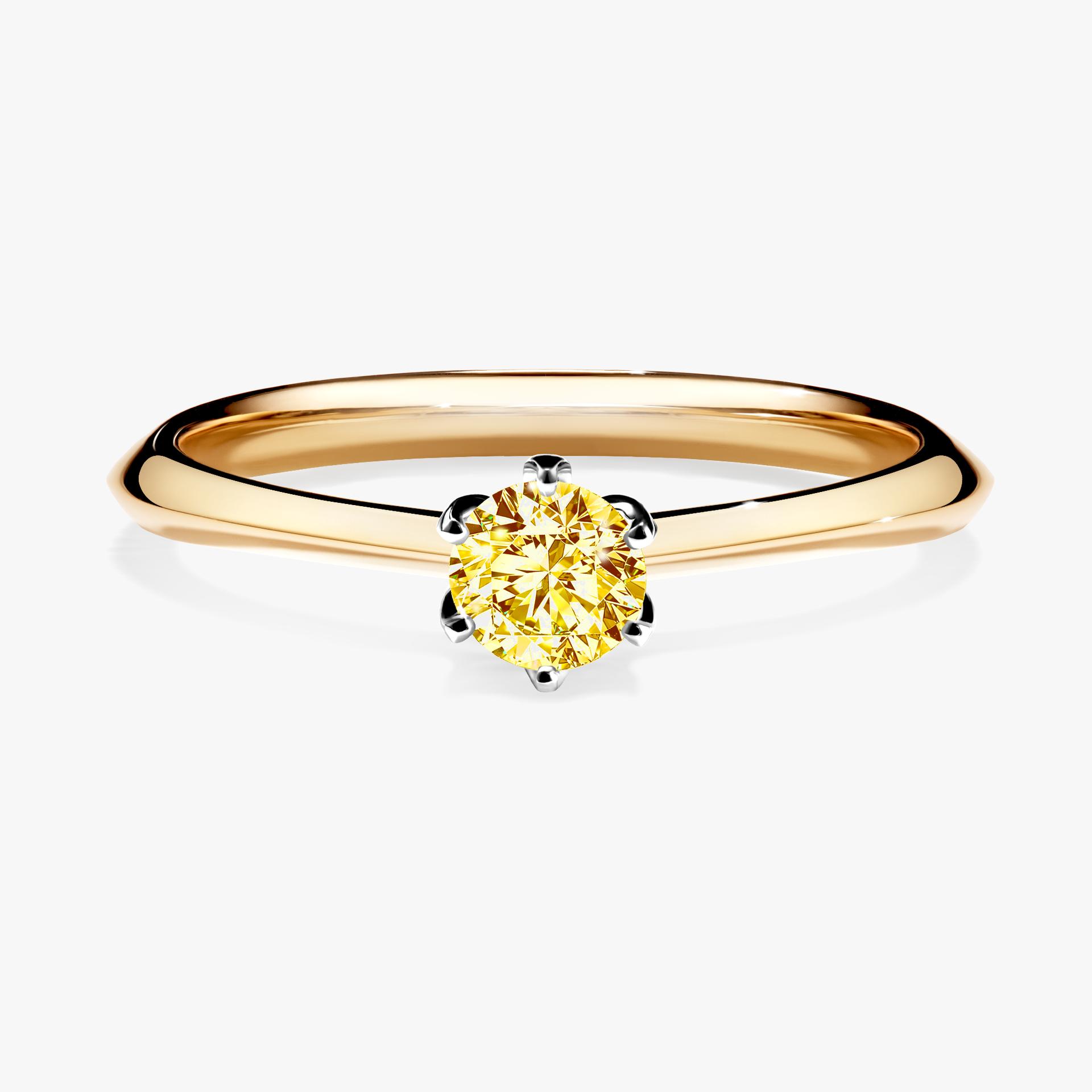 Pierscionek zareczynowy z diamentem zolty 025 CT z zoltego zlota my daisy 01