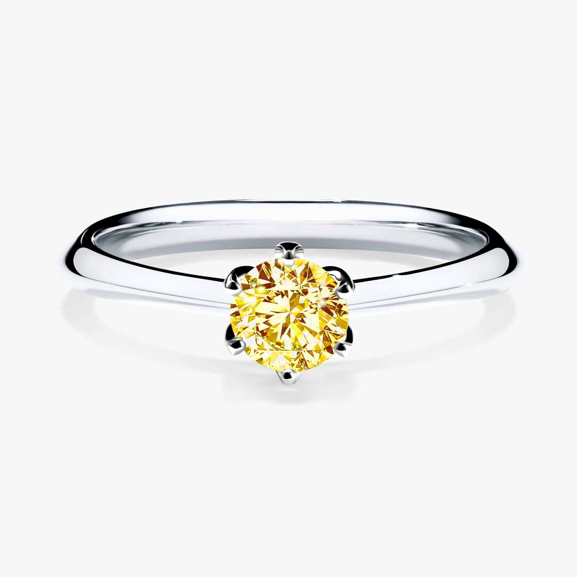 Pierscionek zareczynowy z diamentem zolty 030 CT z bialego zlota my daisy 01