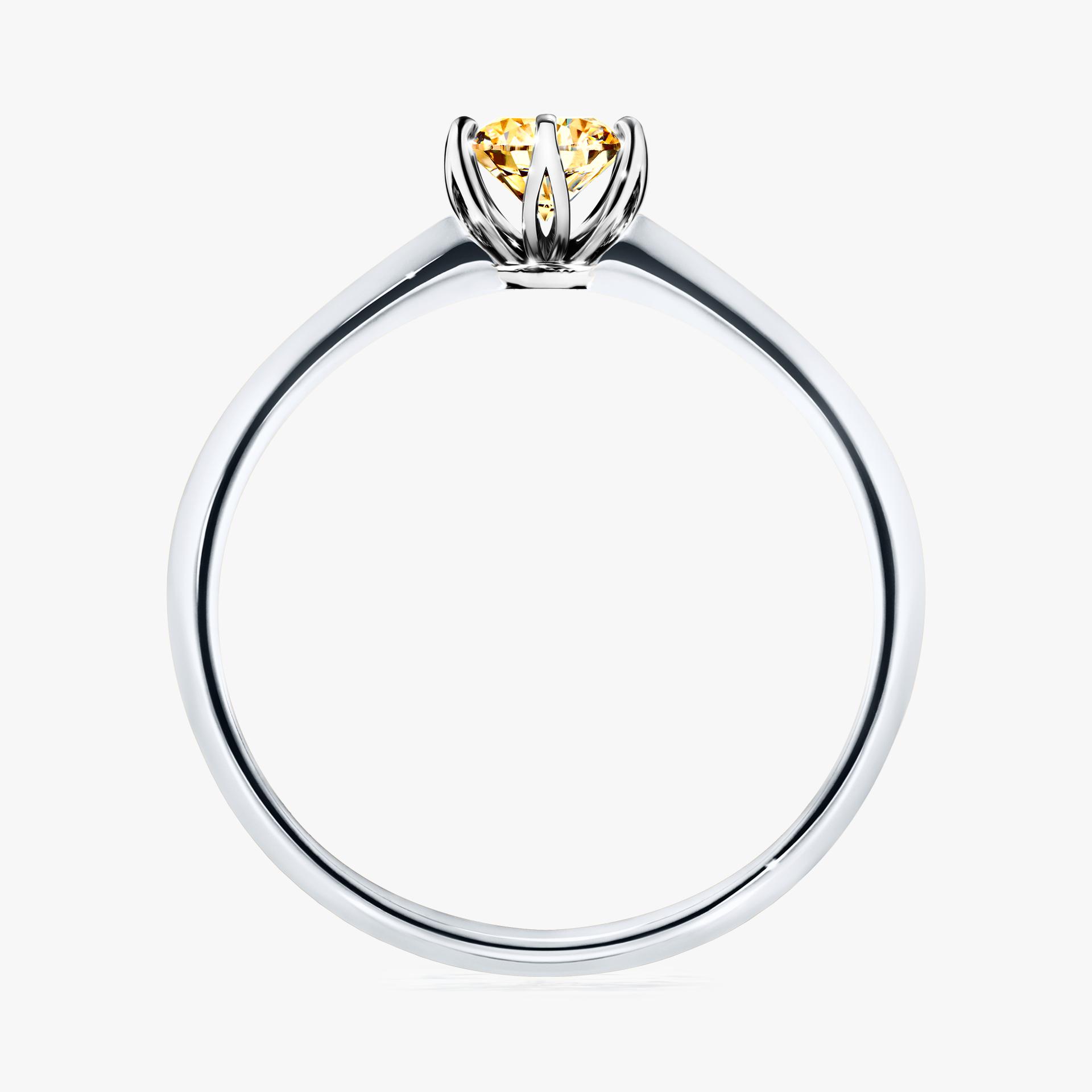 Pierscionek zareczynowy z diamentem zolty 030 CT z bialego zlota my daisy 02