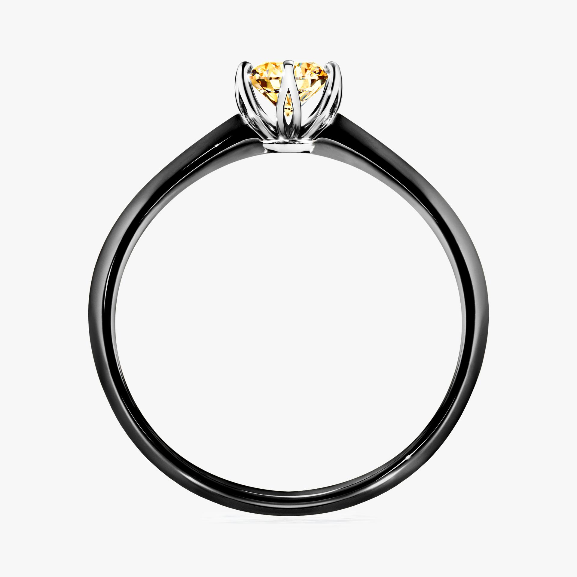 Pierscionek zareczynowy z diamentem zolty 030 CT z czarnego zlota my daisy 02