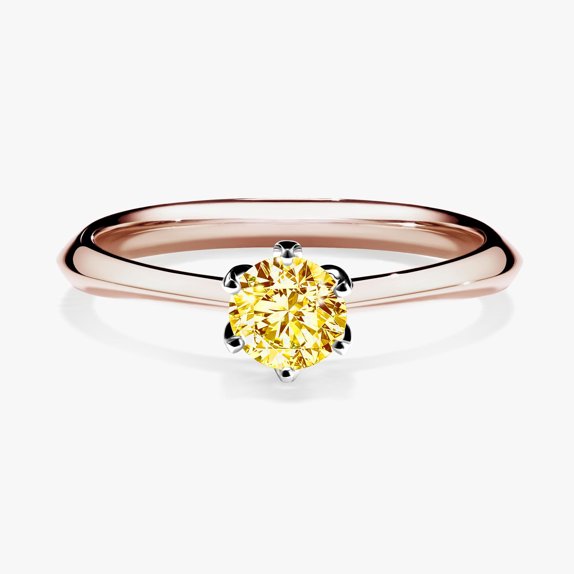 Pierscionek zareczynowy z diamentem zolty 030 CT z rozowego zlota my daisy 01