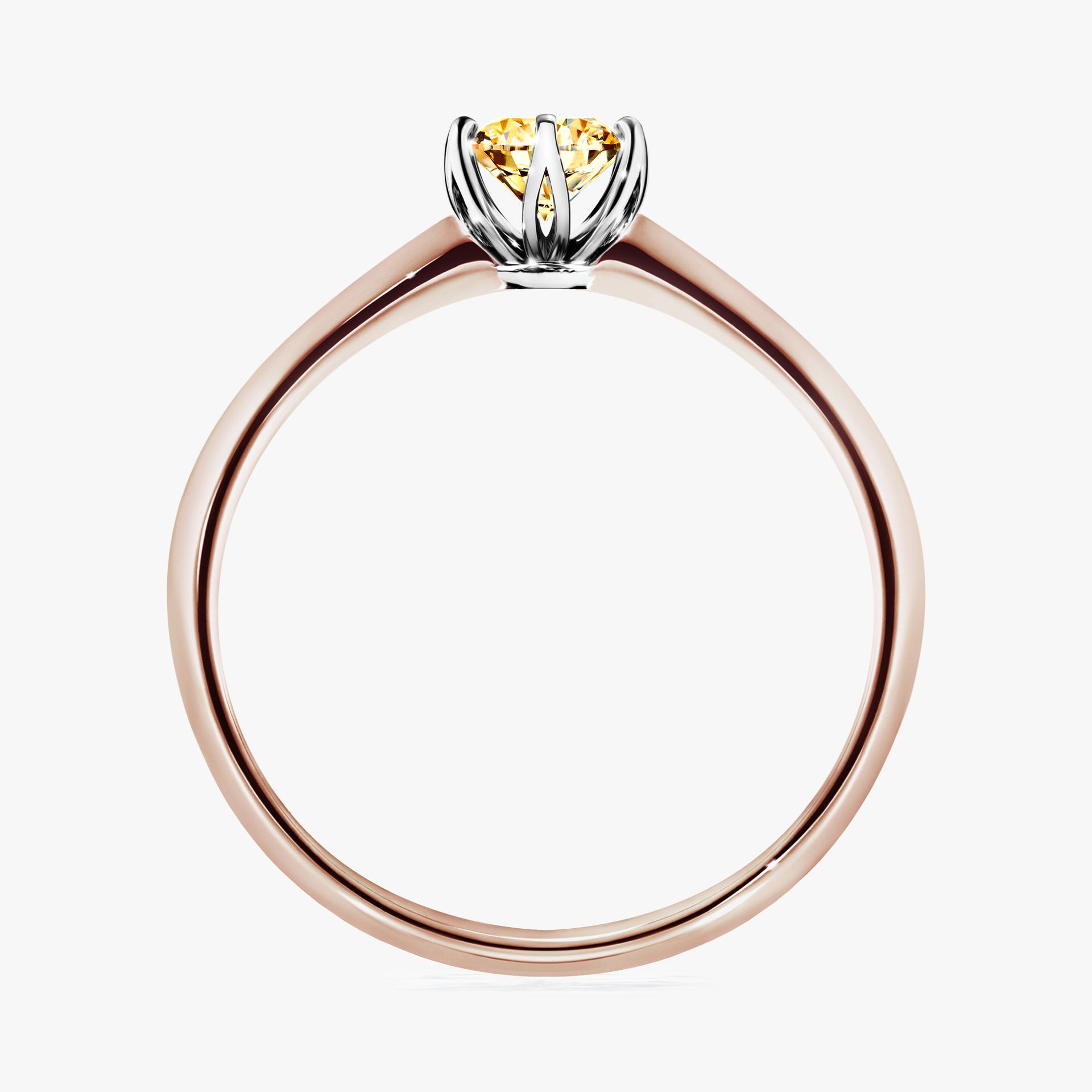 Pierscionek zareczynowy z diamentem zolty 030 CT z rozowego zlota my daisy 02
