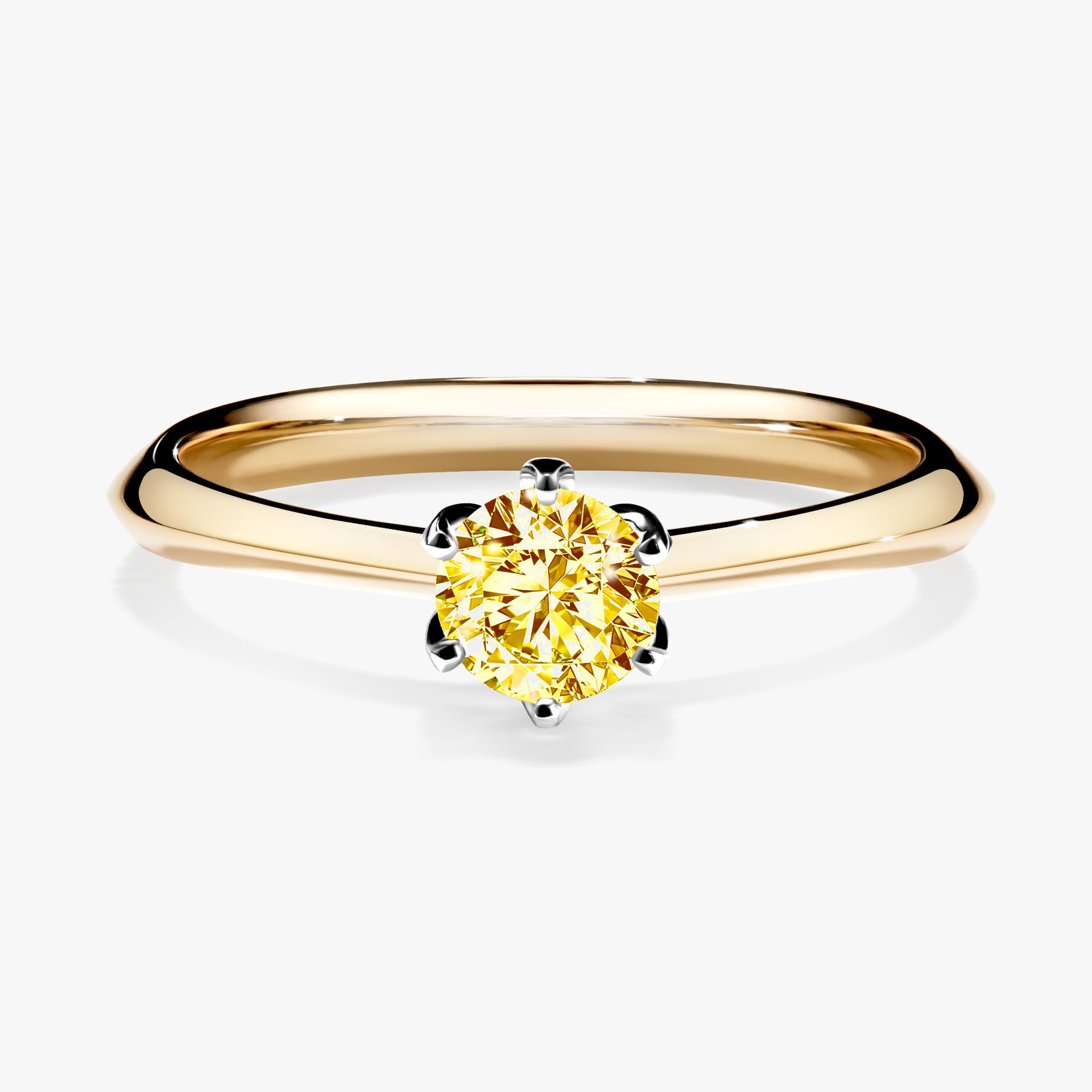 Pierscionek zareczynowy z diamentem zolty 030 CT z zoltego zlota my daisy 01
