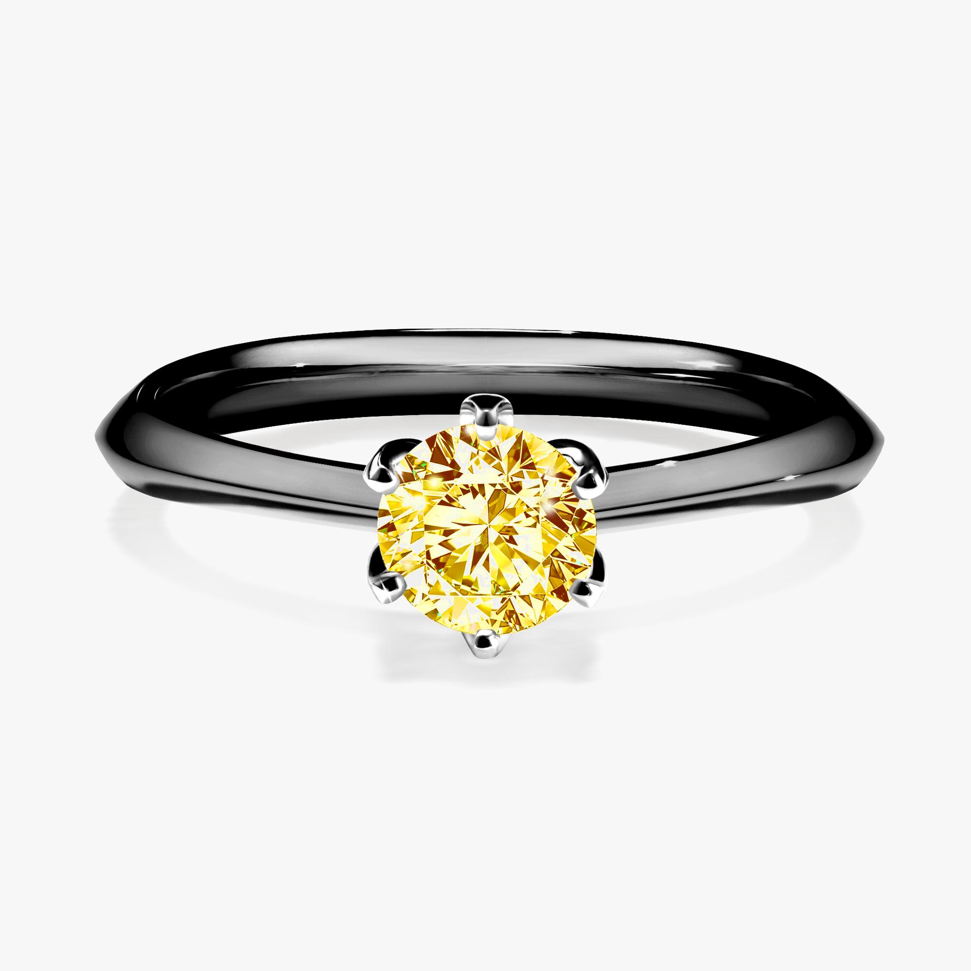 Pierscionek zareczynowy z diamentem zolty 050 CT z czarnego zlota my daisy 01