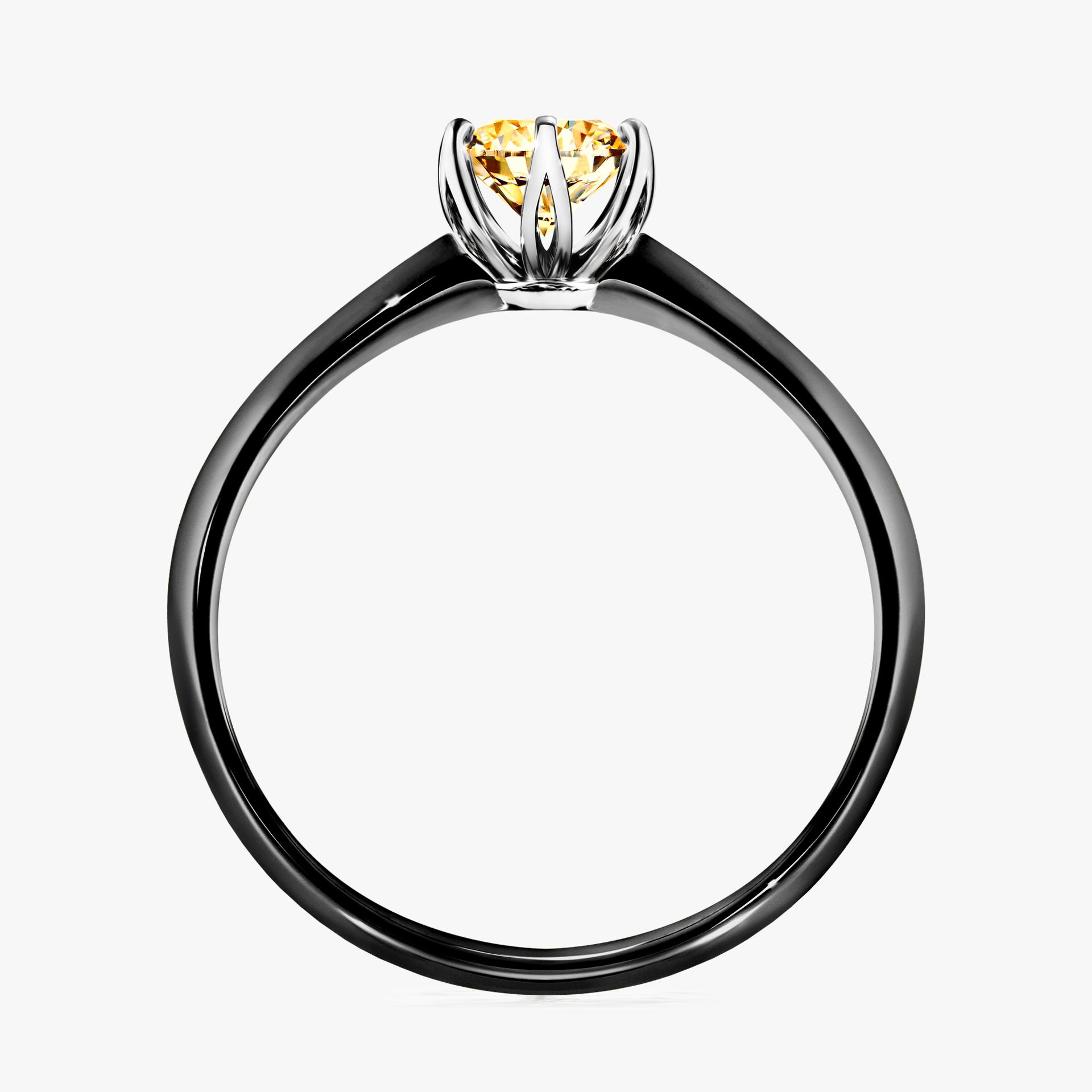 Pierscionek zareczynowy z diamentem zolty 050 CT z czarnego zlota my daisy 02