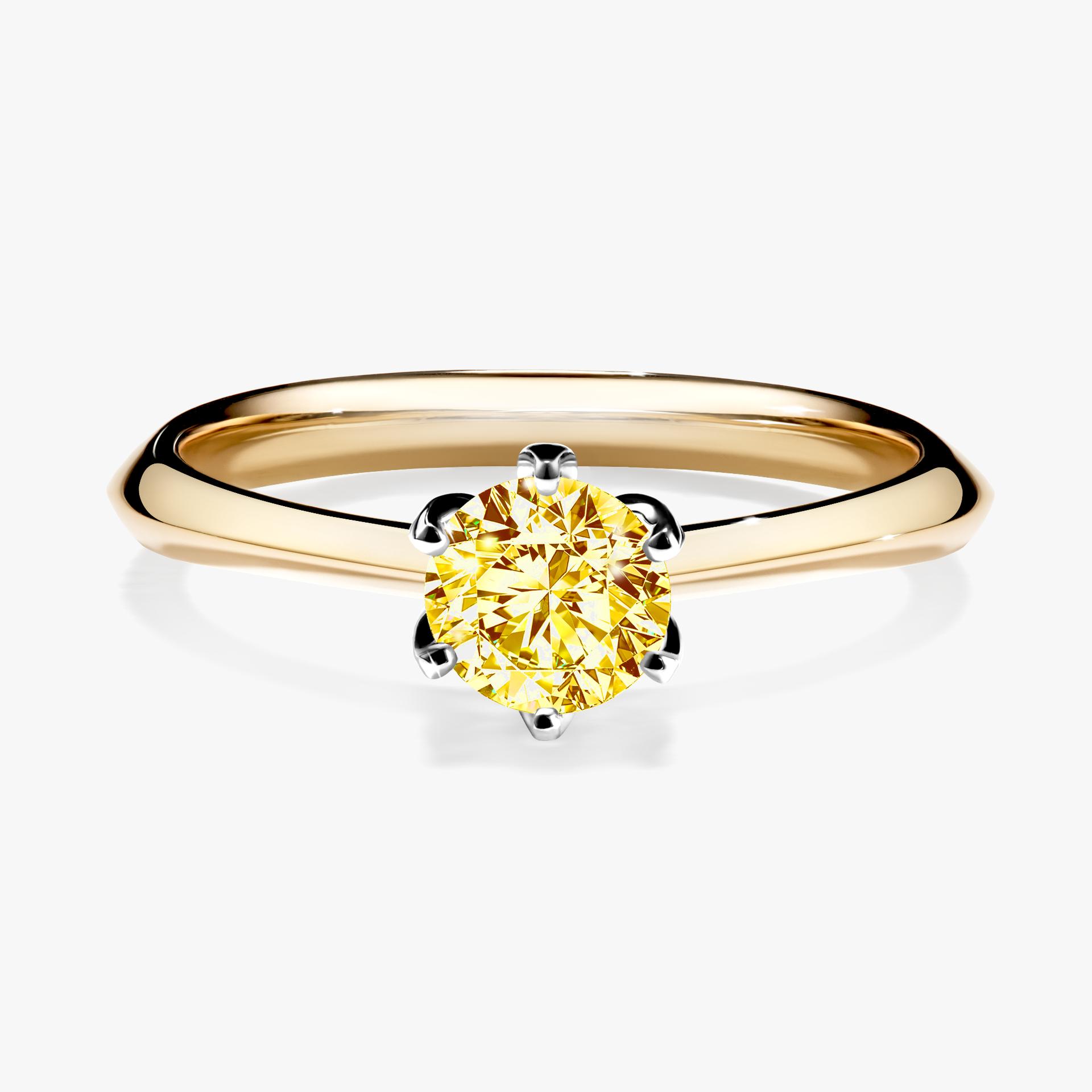 Pierscionek zareczynowy z diamentem zolty 050 CT z zoltego zlota my daisy 01