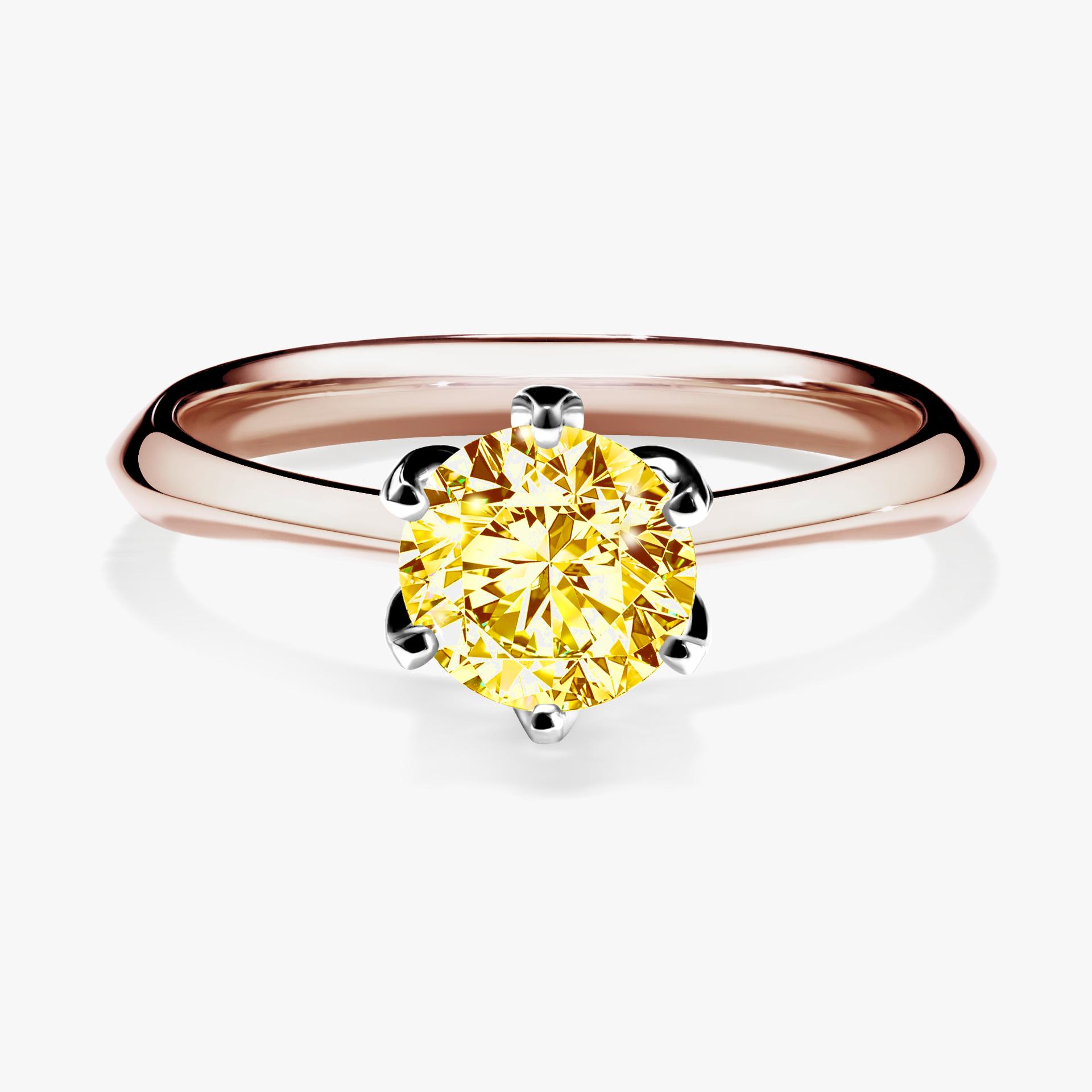 Pierscionek zareczynowy z diamentem zolty 080 CT z rozowego zlota my daisy 01
