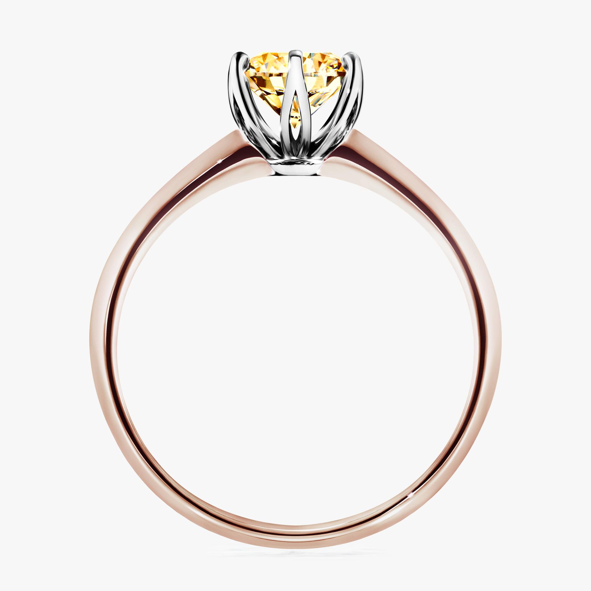 Pierscionek zareczynowy z diamentem zolty 080 CT z rozowego zlota my daisy 02