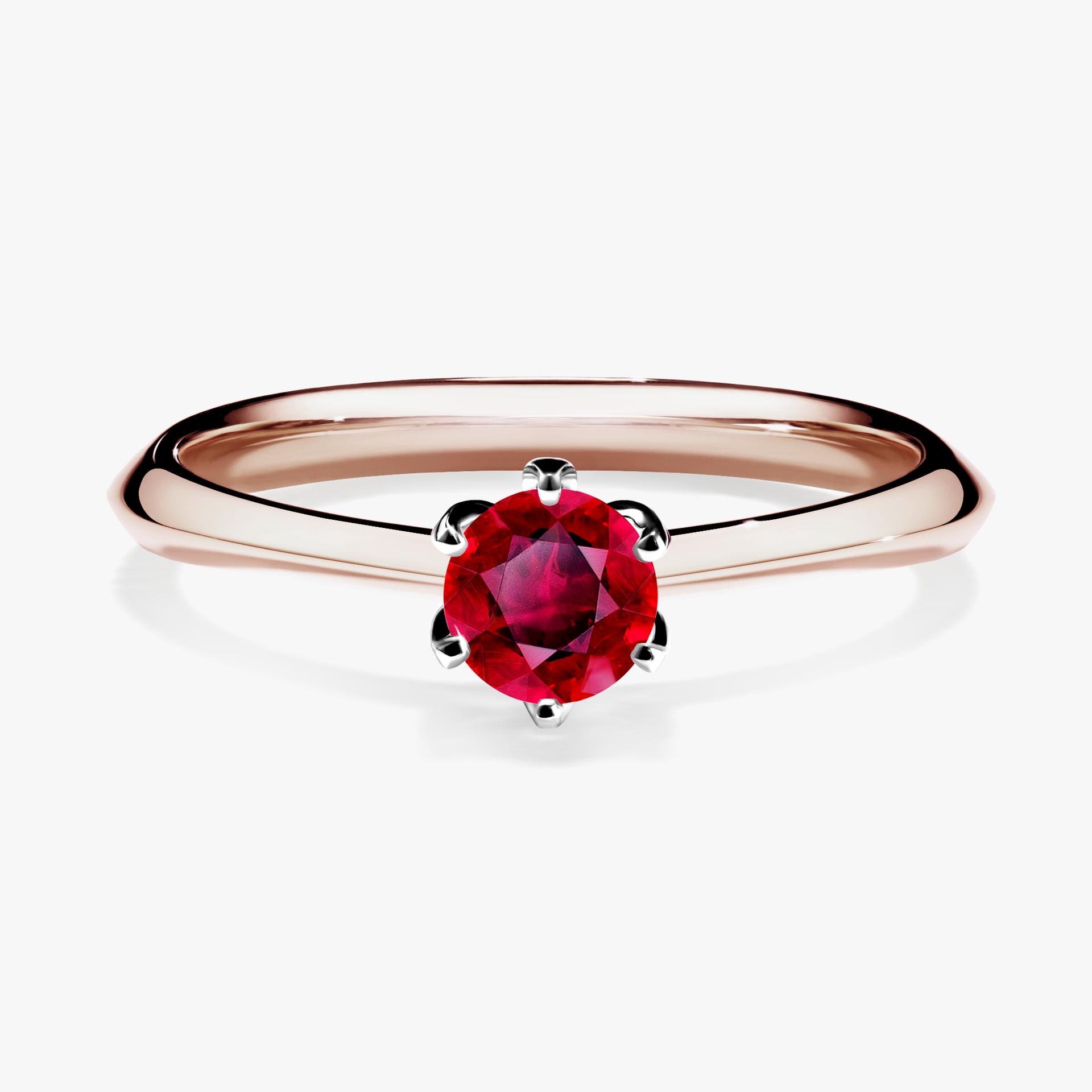 Pierscionek zareczynowy z rubinem 030 CT z rozowego zlota my daisy 01