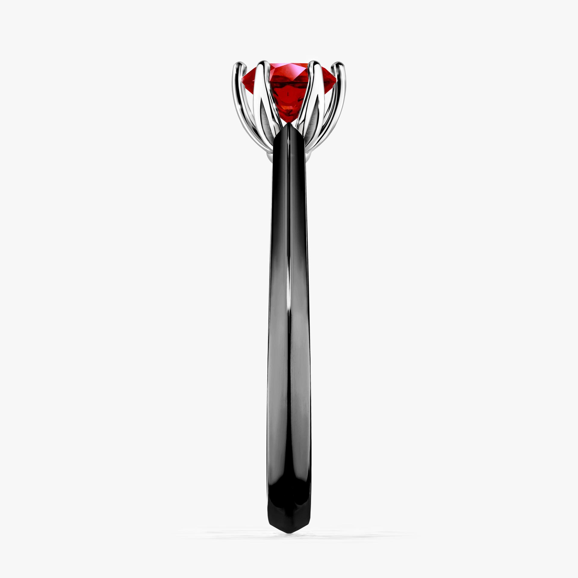 Pierścionek zaręczynowy My Daisy z czarnego złota z rubinem 0,50ct