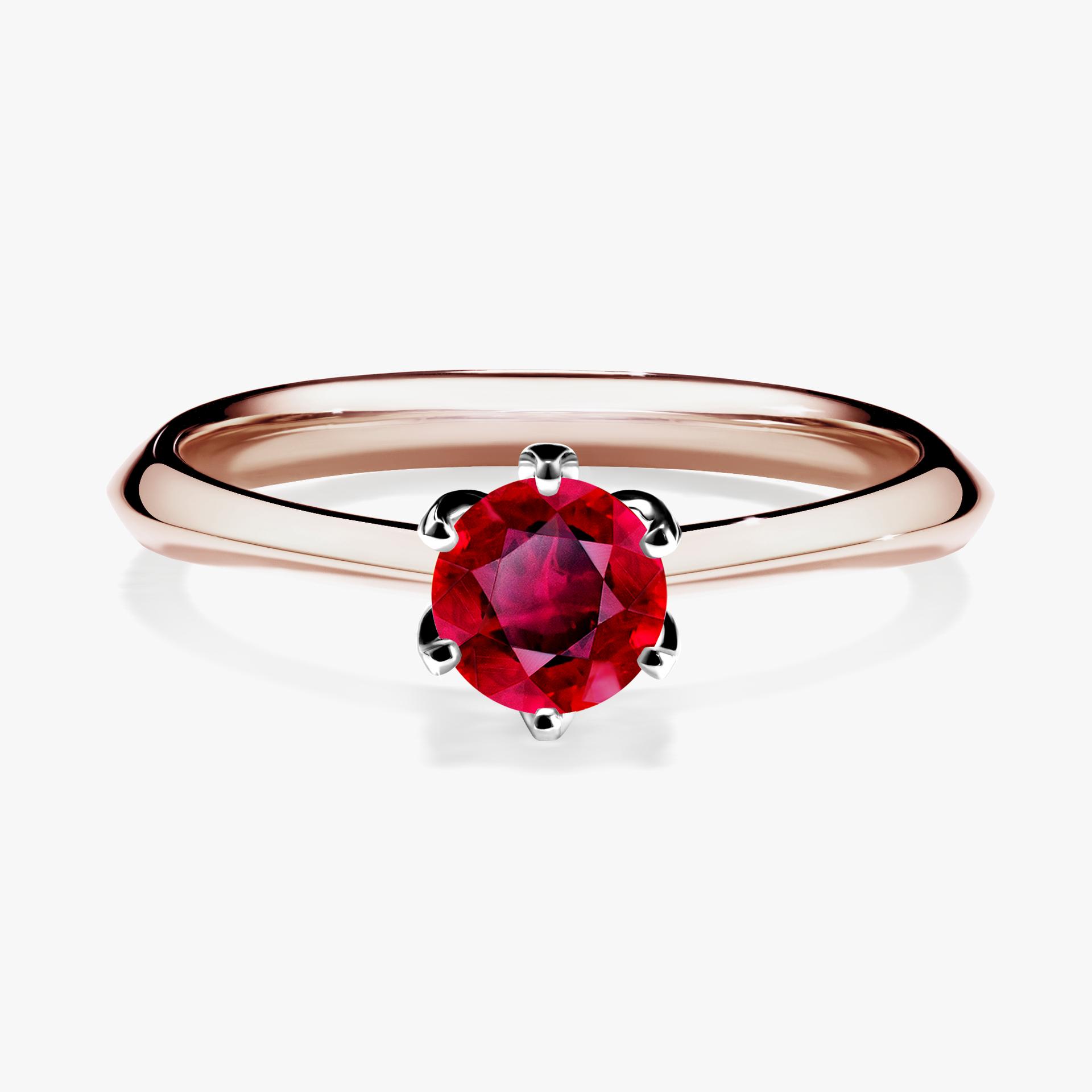 Pierscionek zareczynowy z rubinem 050 CT z rozowego zlota my daisy 01