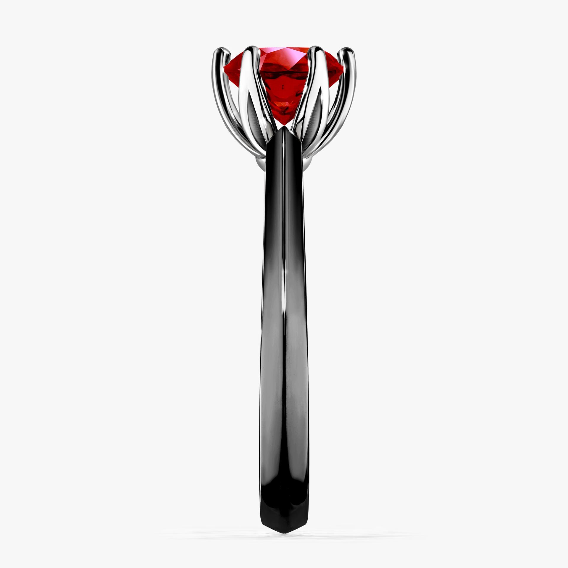 Pierścionek zaręczynowy My Daisy z czarnego złota z rubinem 1,00ct