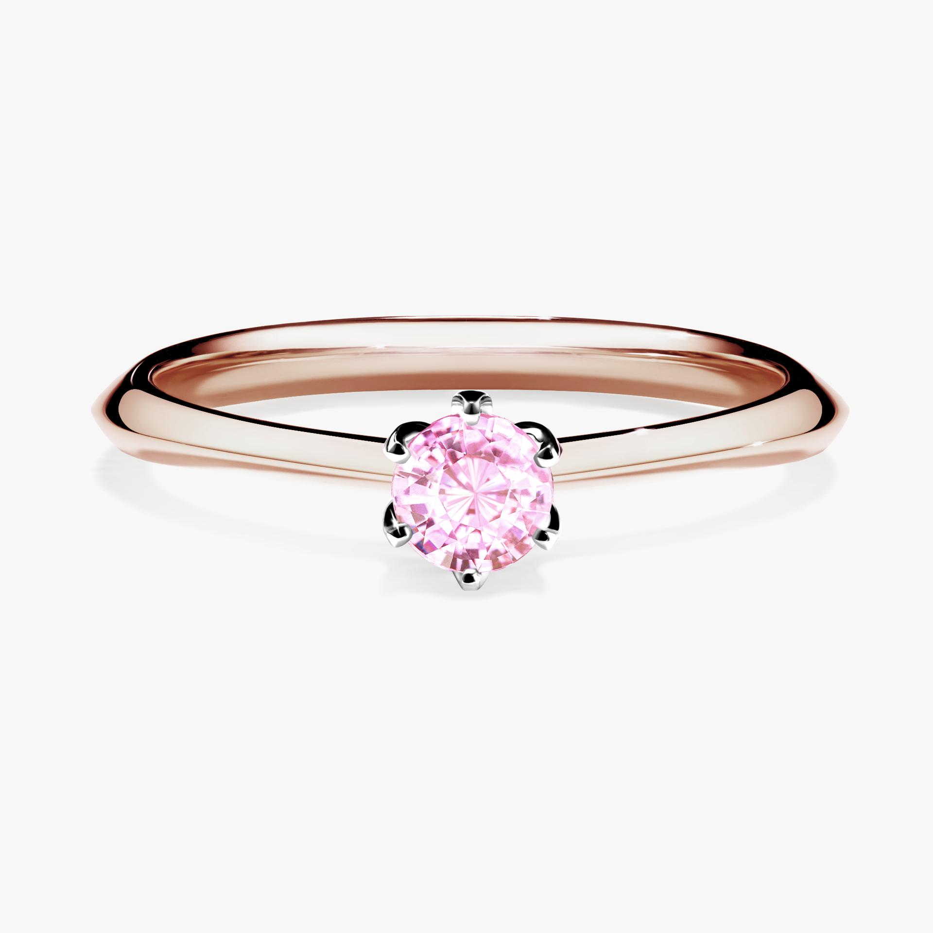 Pierscionek zareczynowy z szafirem rozowym 025 CT z rozowego zlota my daisy 01