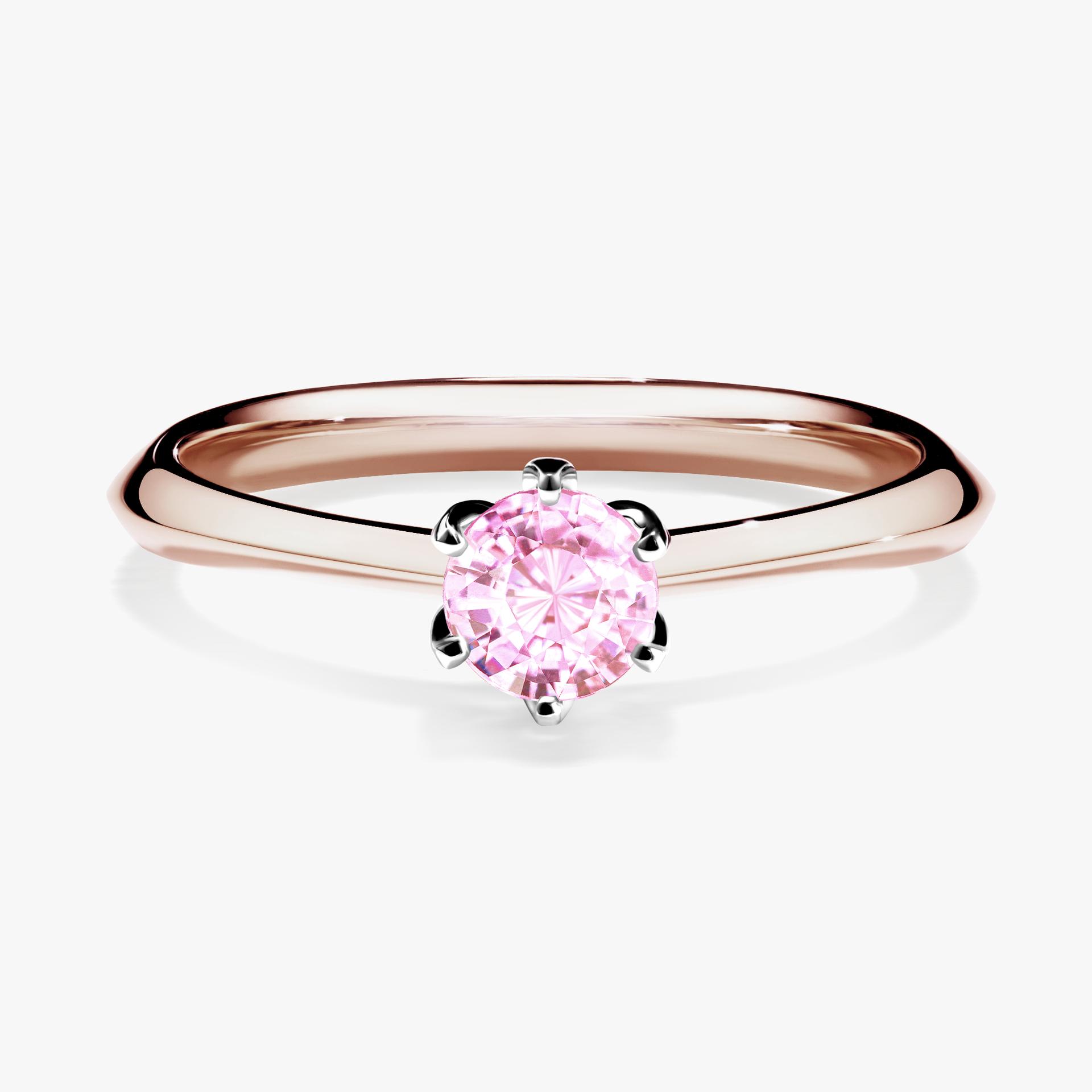 Pierscionek zareczynowy z szafirem rozowym 030 CT z rozowego zlota my daisy 01