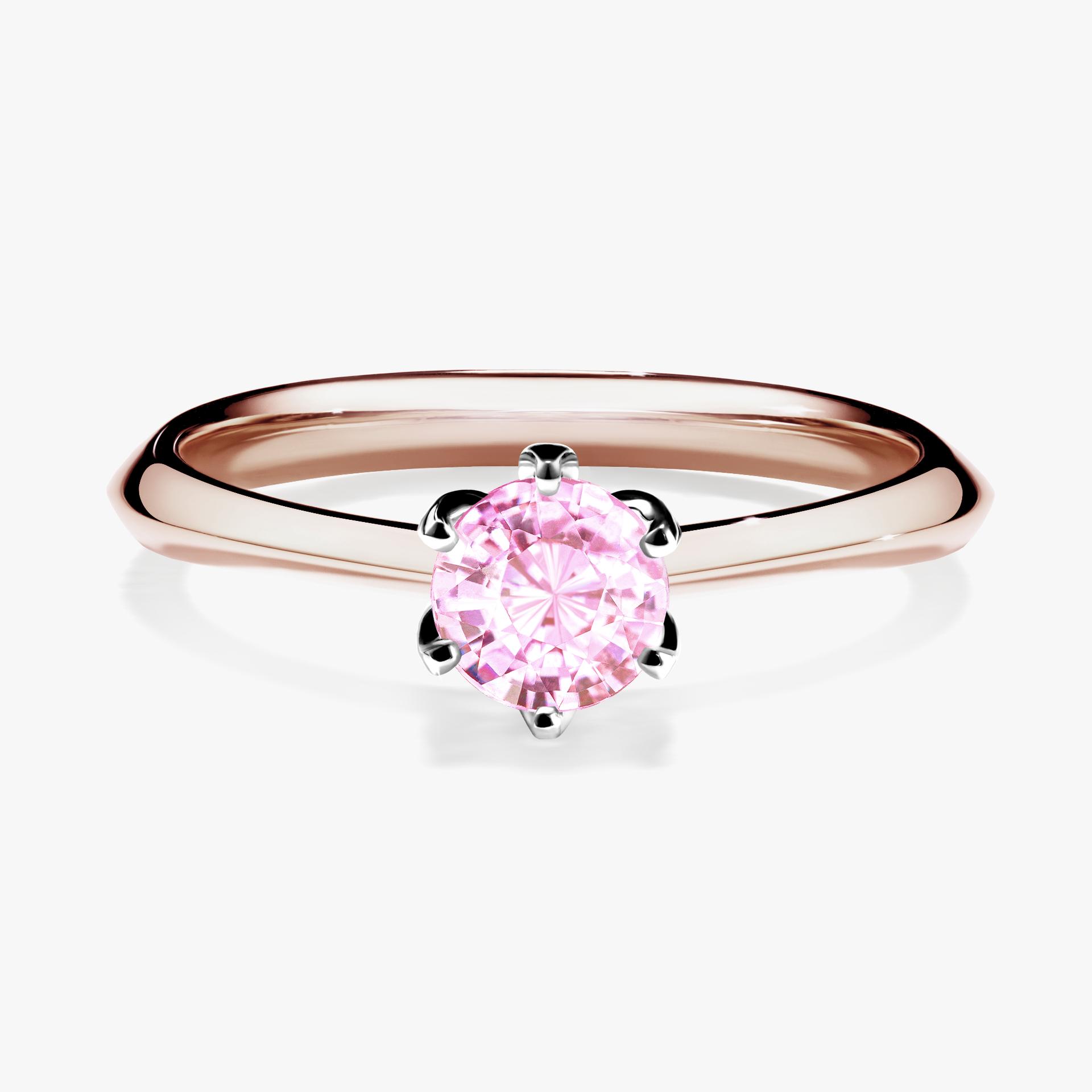 Pierscionek zareczynowy z szafirem rozowym 050 CT z rozowego zlota my daisy 01