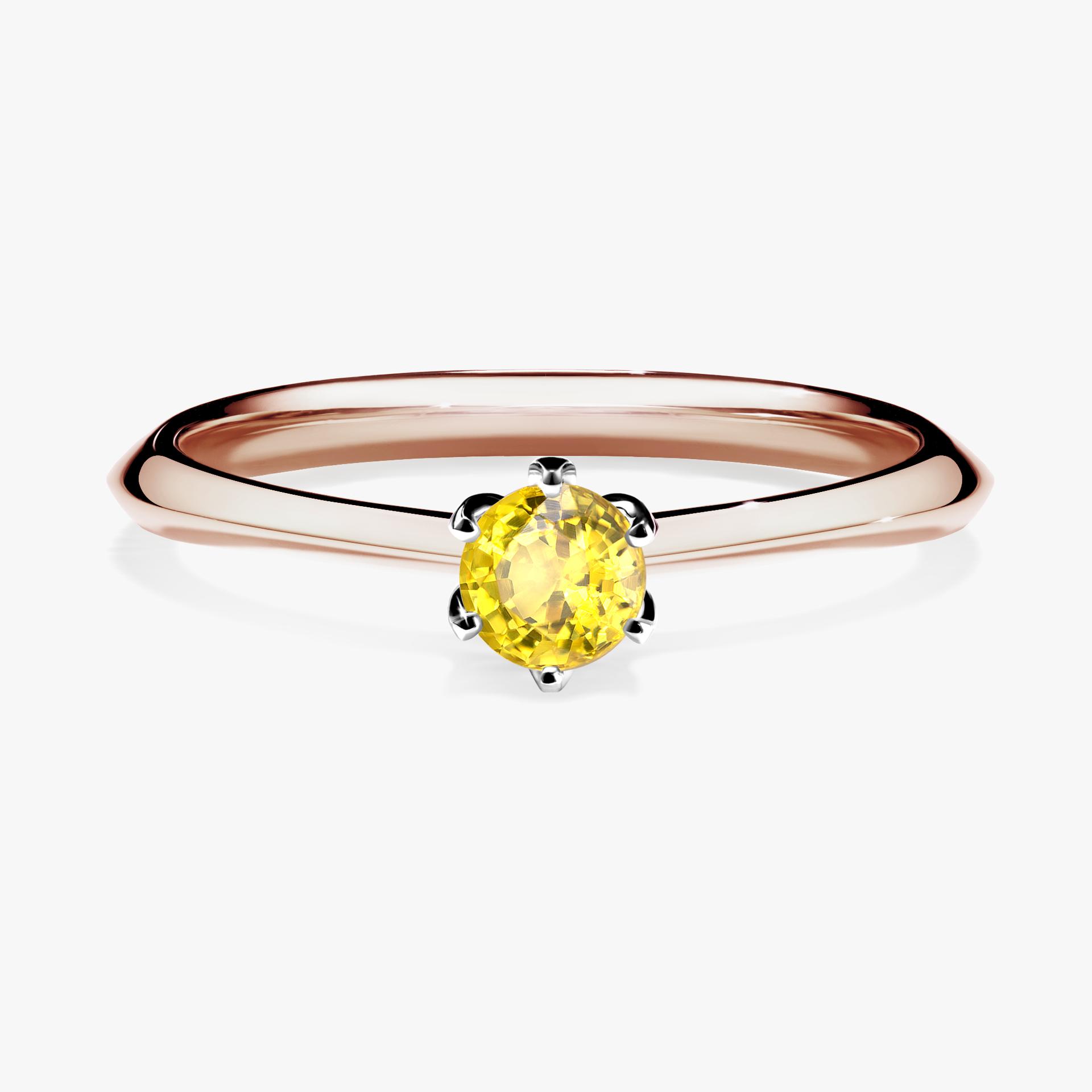 Pierscionek zareczynowy z szafirem zoltym 025 CT z rozowego zlota my daisy 01