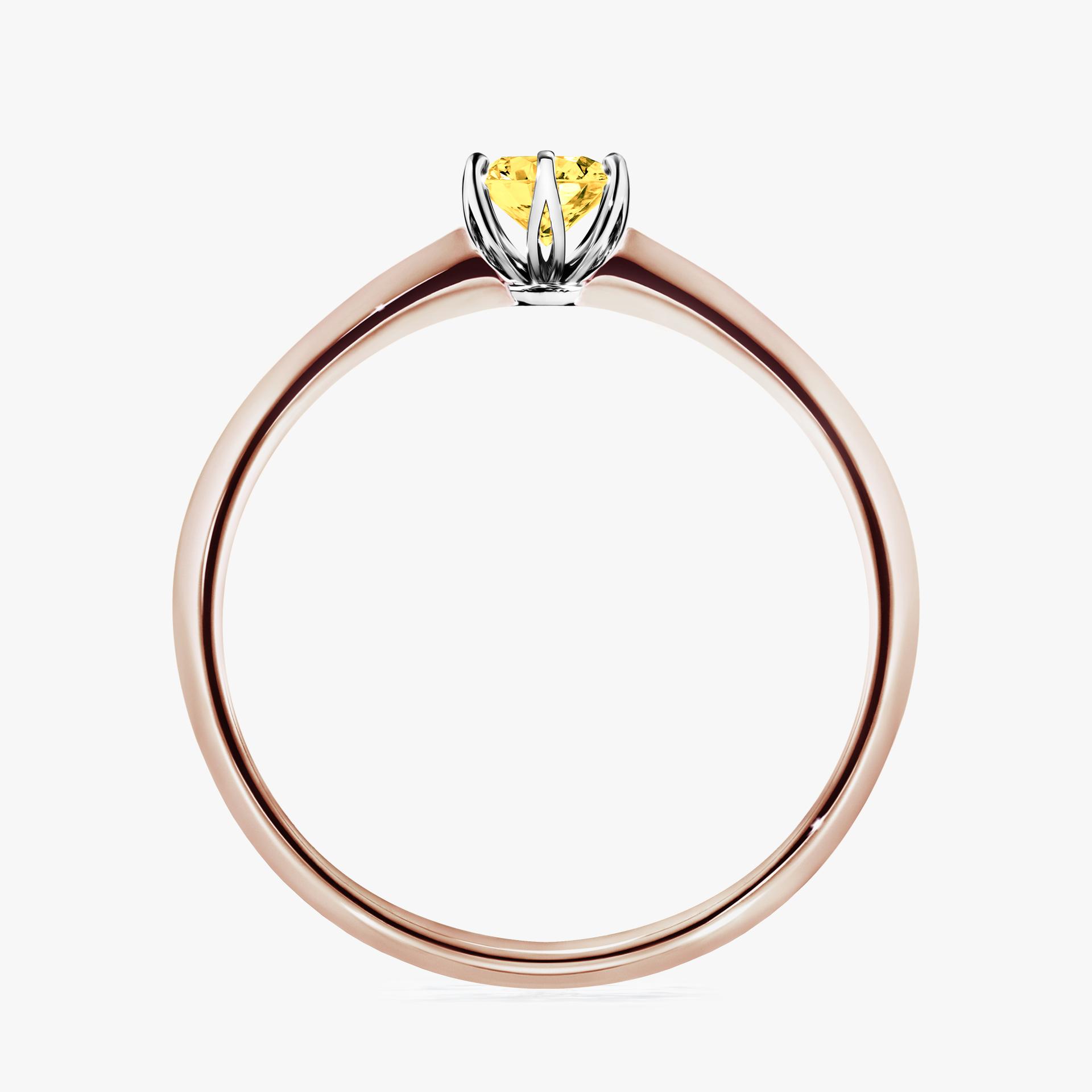 Pierscionek zareczynowy z szafirem zoltym 025 CT z rozowego zlota my daisy 02