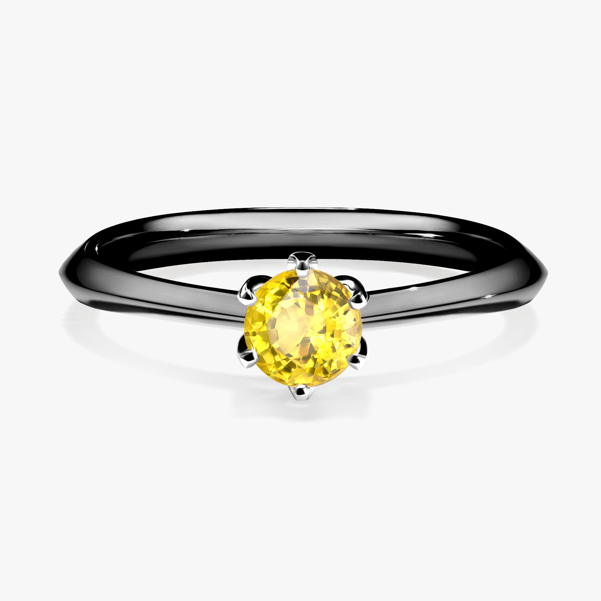 Pierscionek zareczynowy z szafirem zoltym 030 CT z czarnego zlota my daisy 01