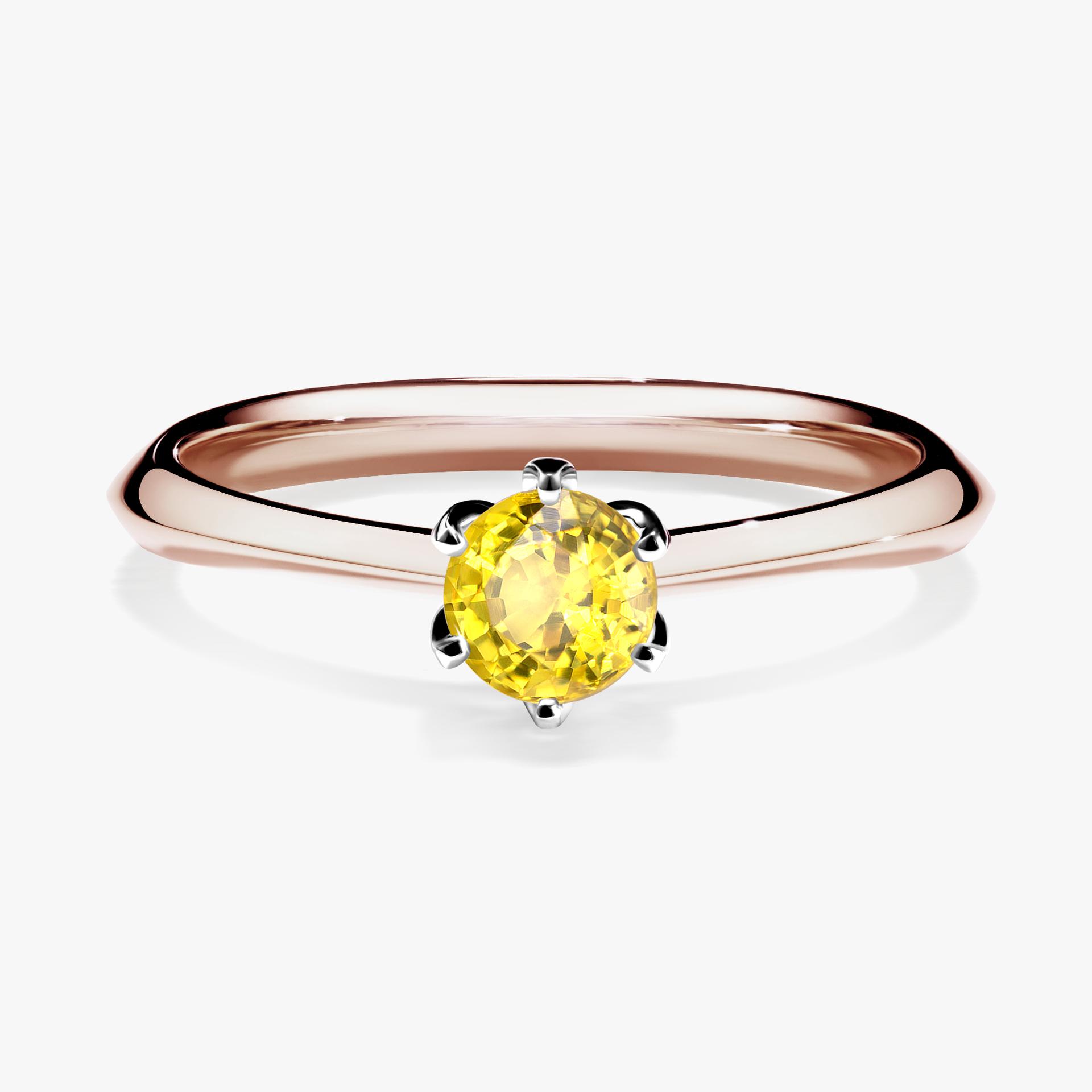 Pierscionek zareczynowy z szafirem zoltym 030 CT z rozowego zlota my daisy 01