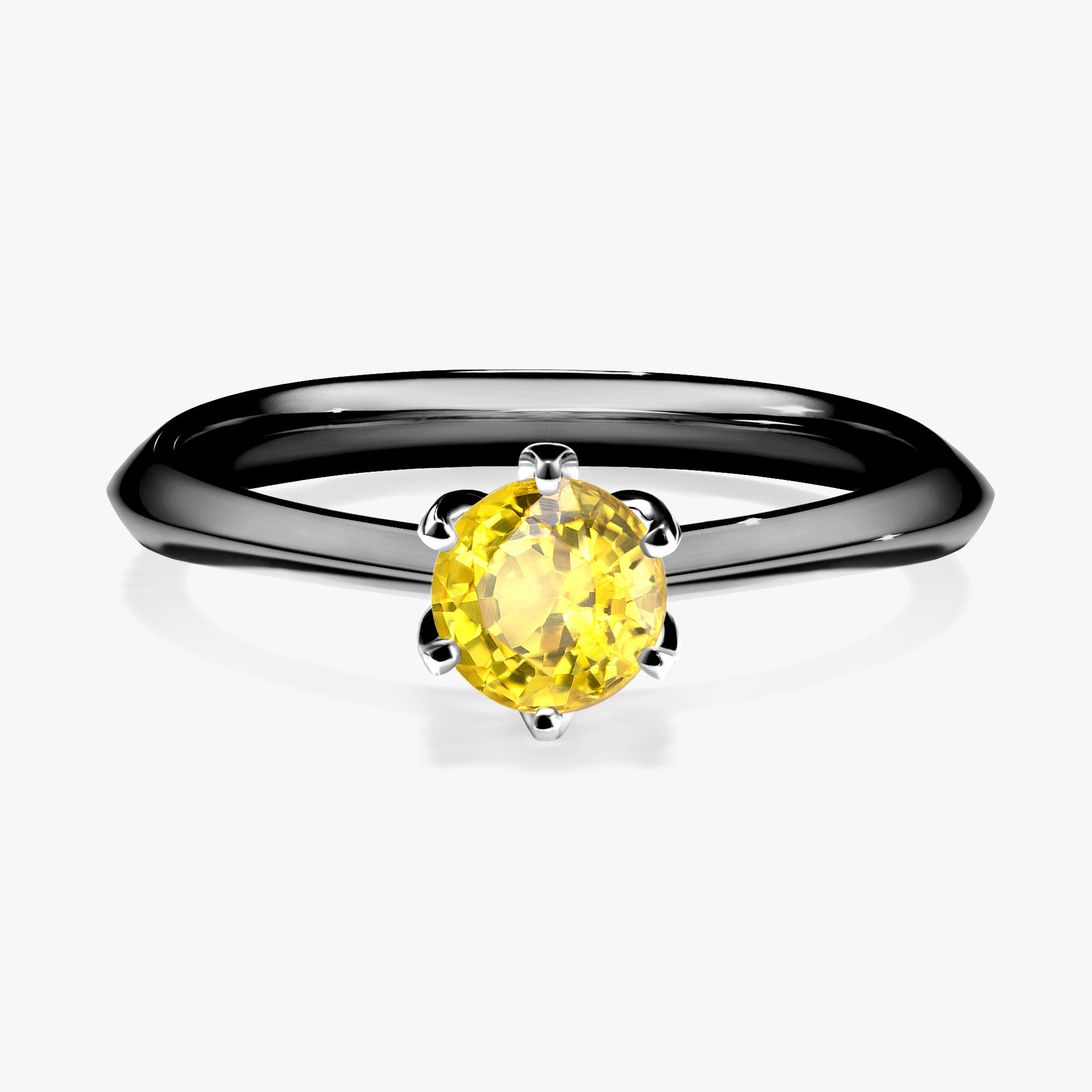 Pierscionek zareczynowy z szafirem zoltym 050 CT z czarnego zlota my daisy 01