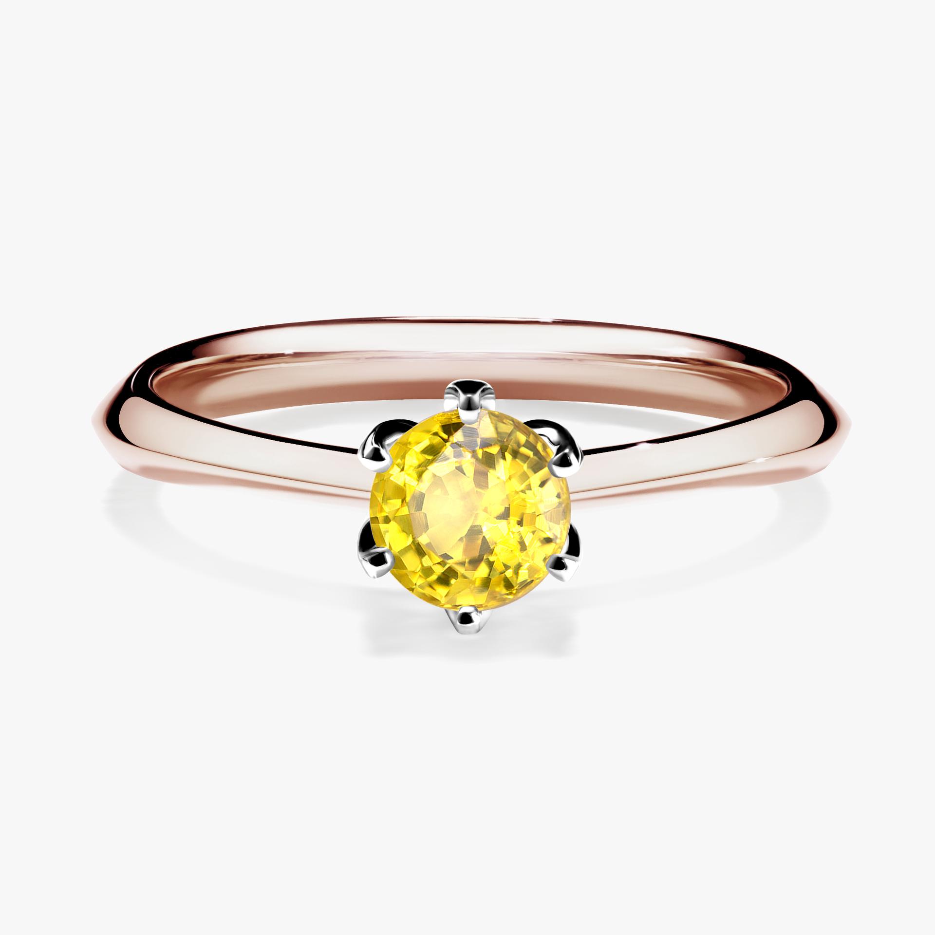Pierscionek zareczynowy z szafirem zoltym 050 CT z rozowego zlota my daisy 01