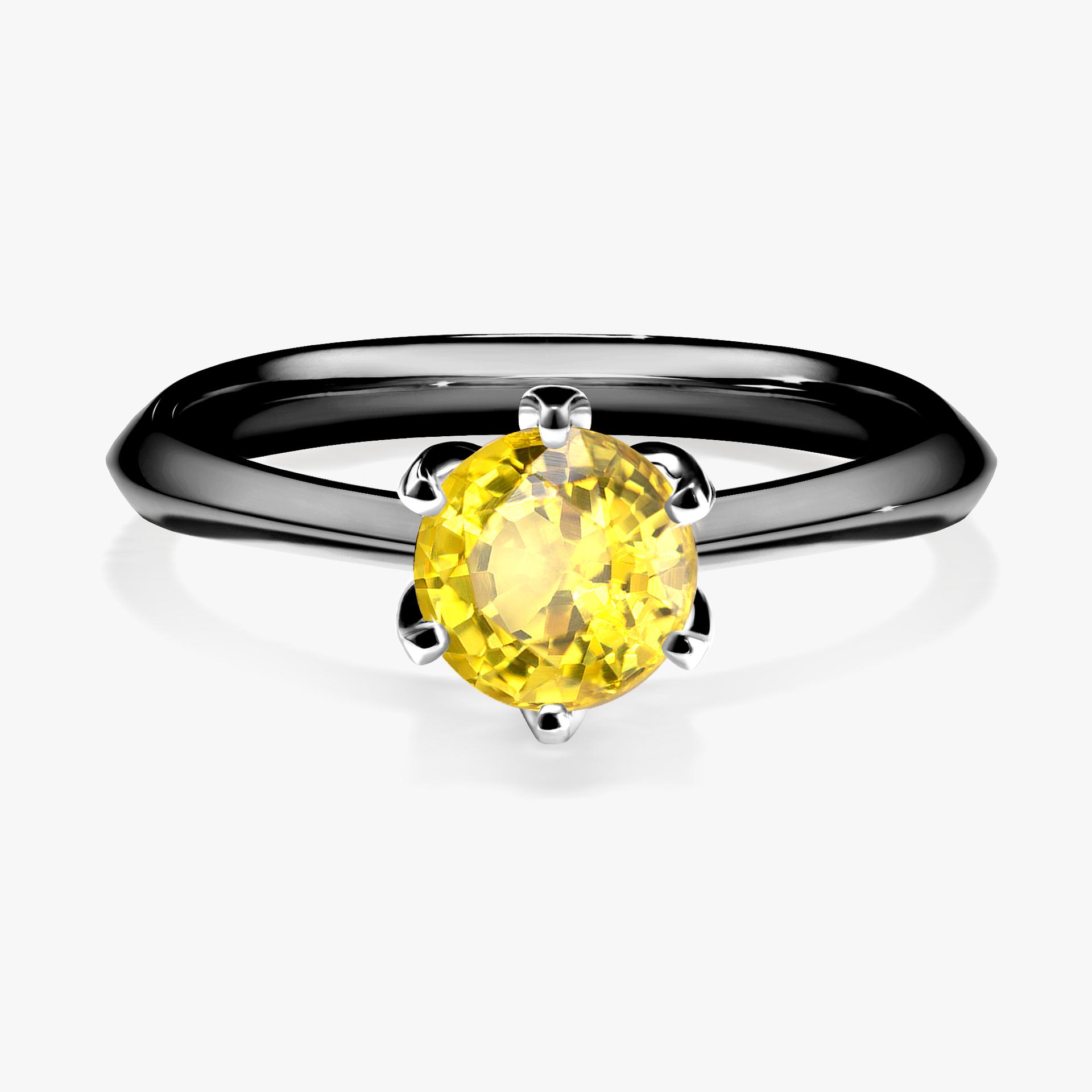 Pierscionek zareczynowy z szafirem zoltym 080 CT z czarnego zlota my daisy 01