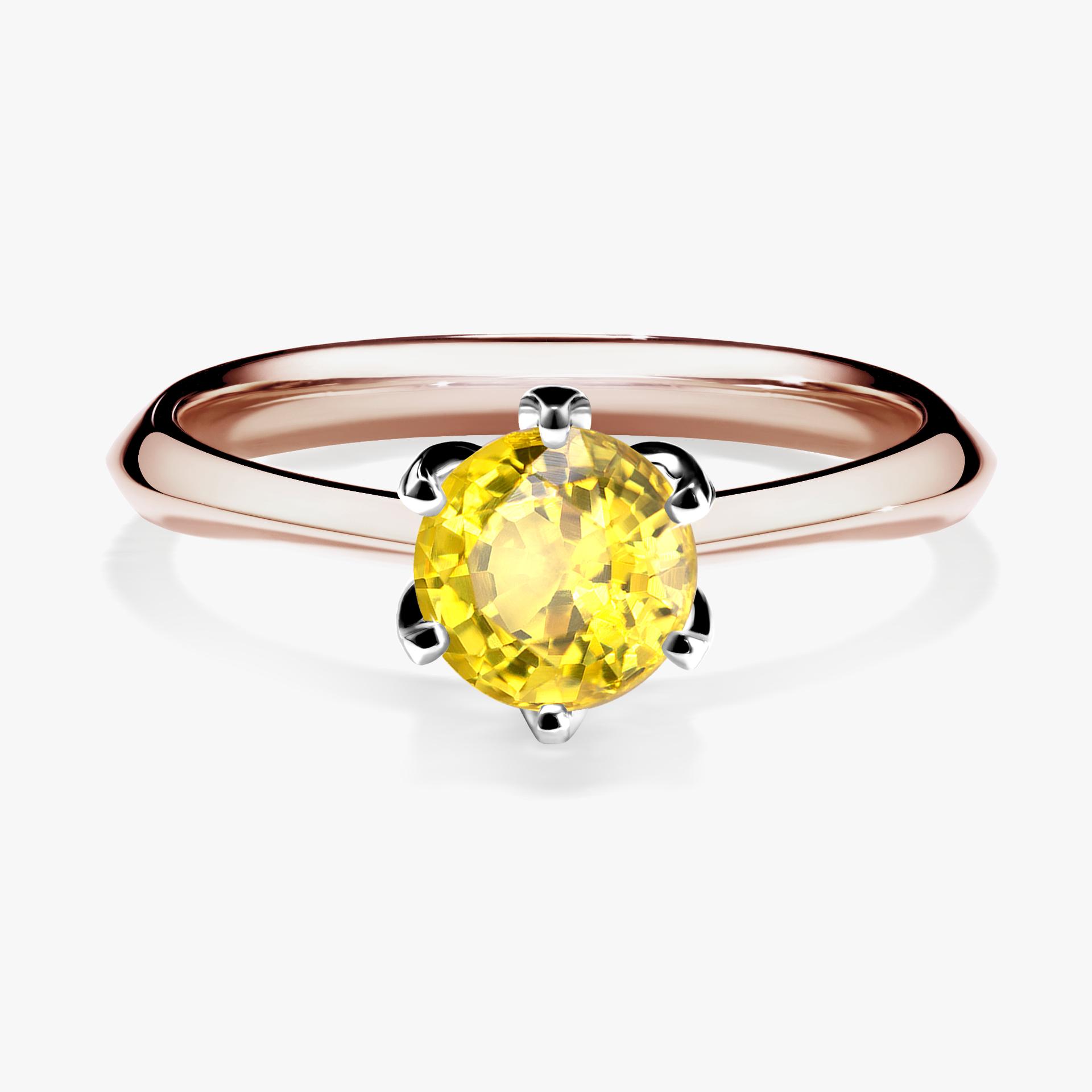 Pierscionek zareczynowy z szafirem zoltym 080 CT z rozowego zlota my daisy 01
