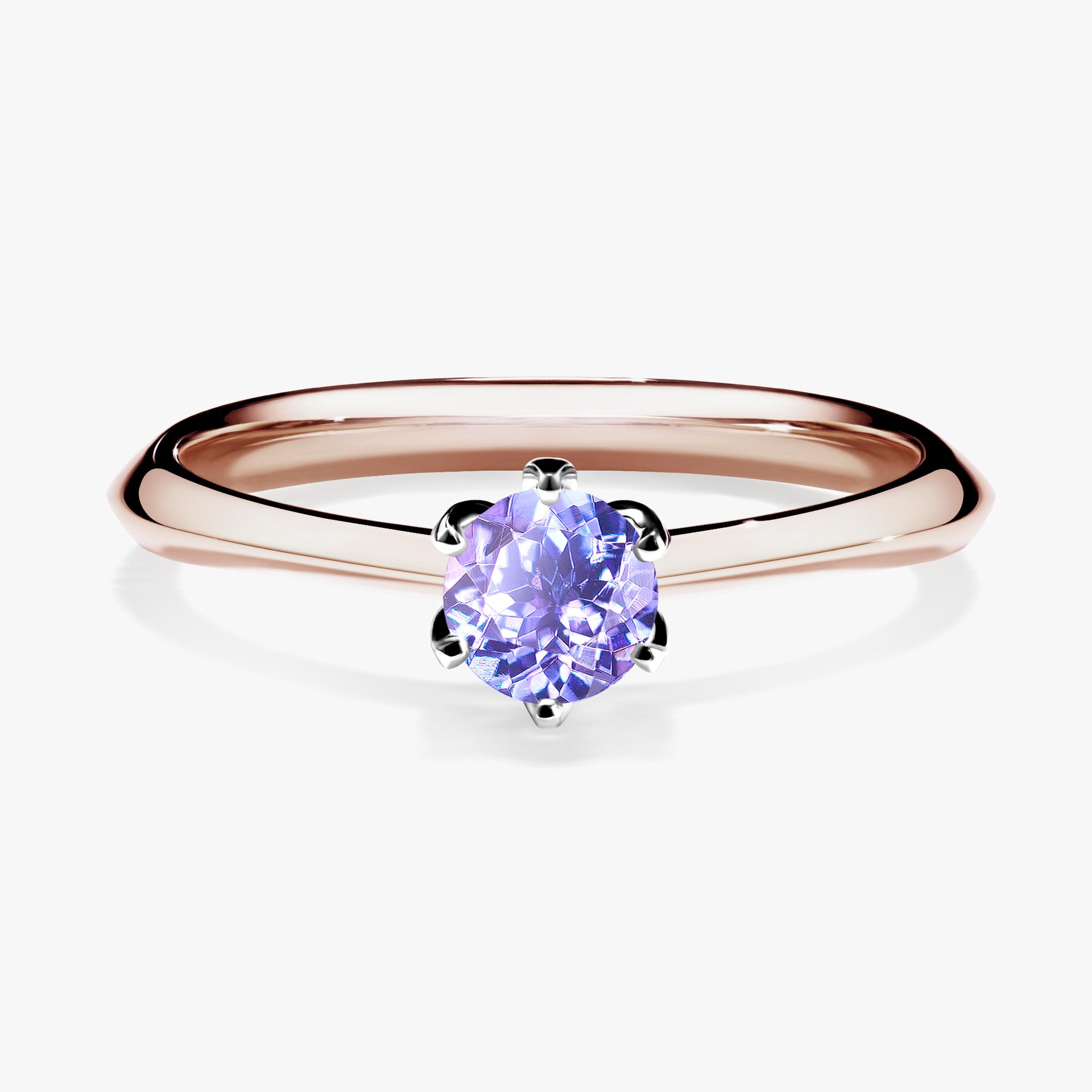 Pierscionek zareczynowy z tanzanitem 030 CT z rozowego zlota my daisy 01