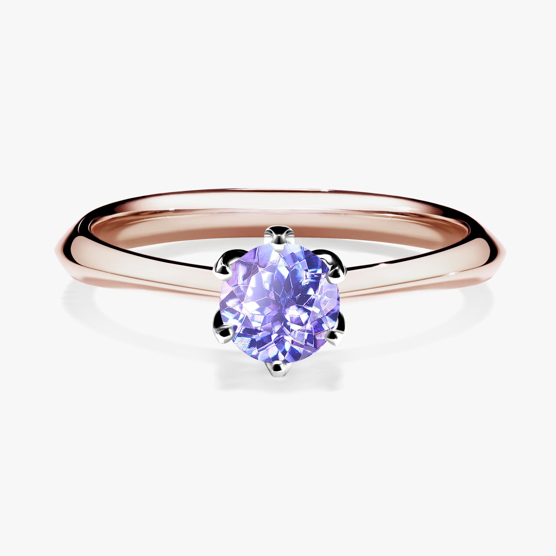 Pierscionek zareczynowy z tanzanitem 050 CT z rozowego zlota my daisy 01