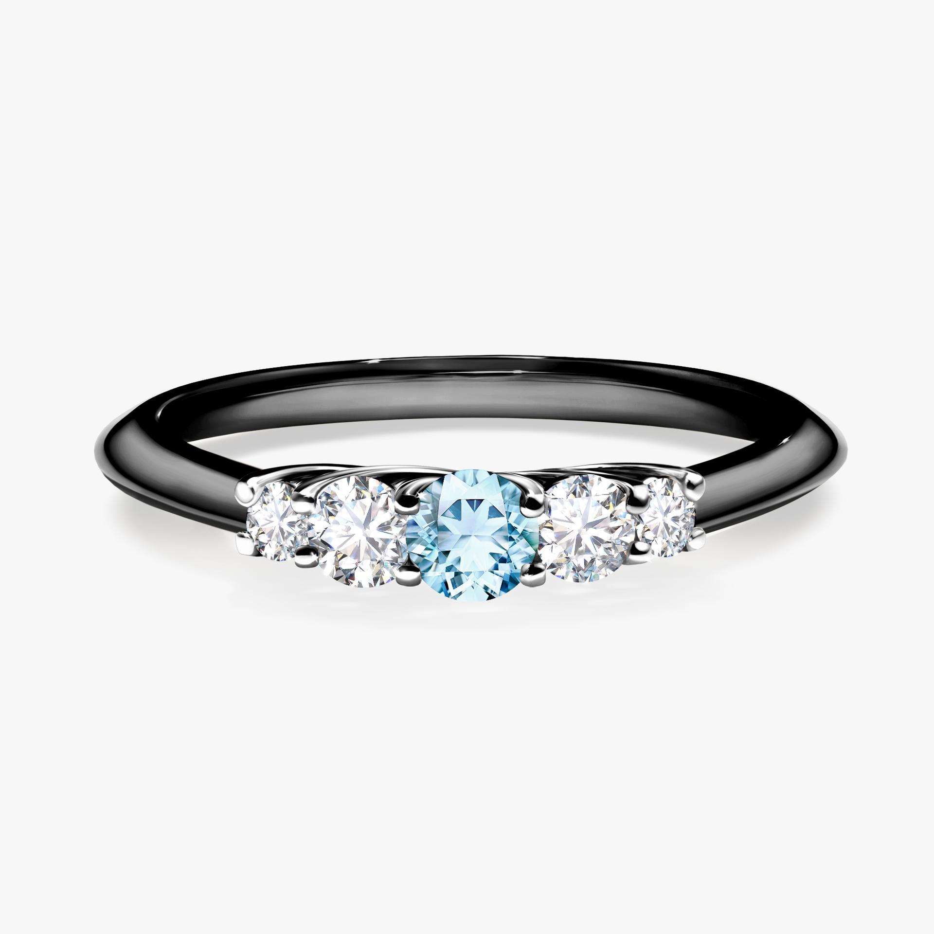 Pierścionek zaręczynowy My Darling z czarnego złota z akwamarynem 0,22ct
