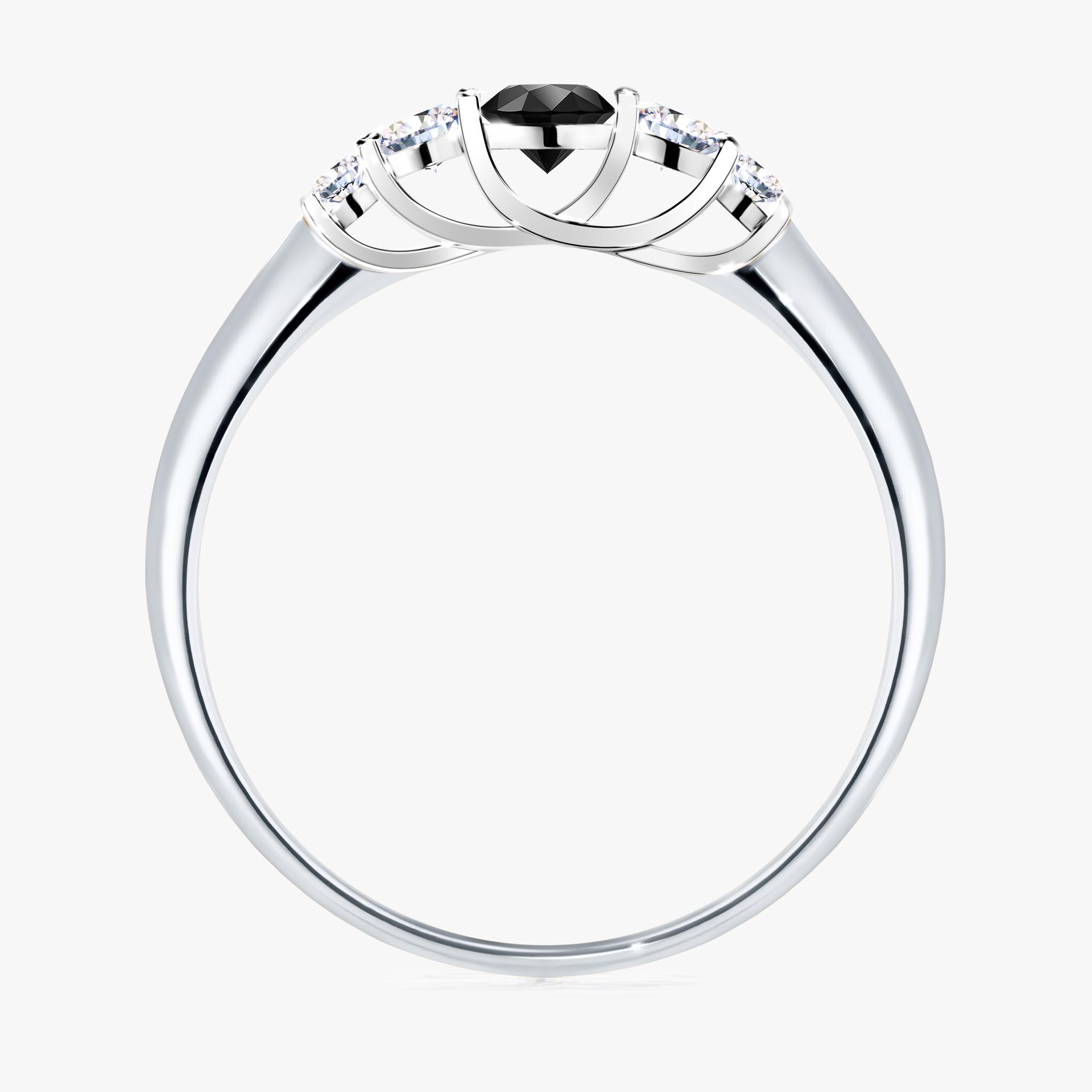 Pierscionek zareczynowy z diamentem czarny 022 CT z bialego zlota my darling 02