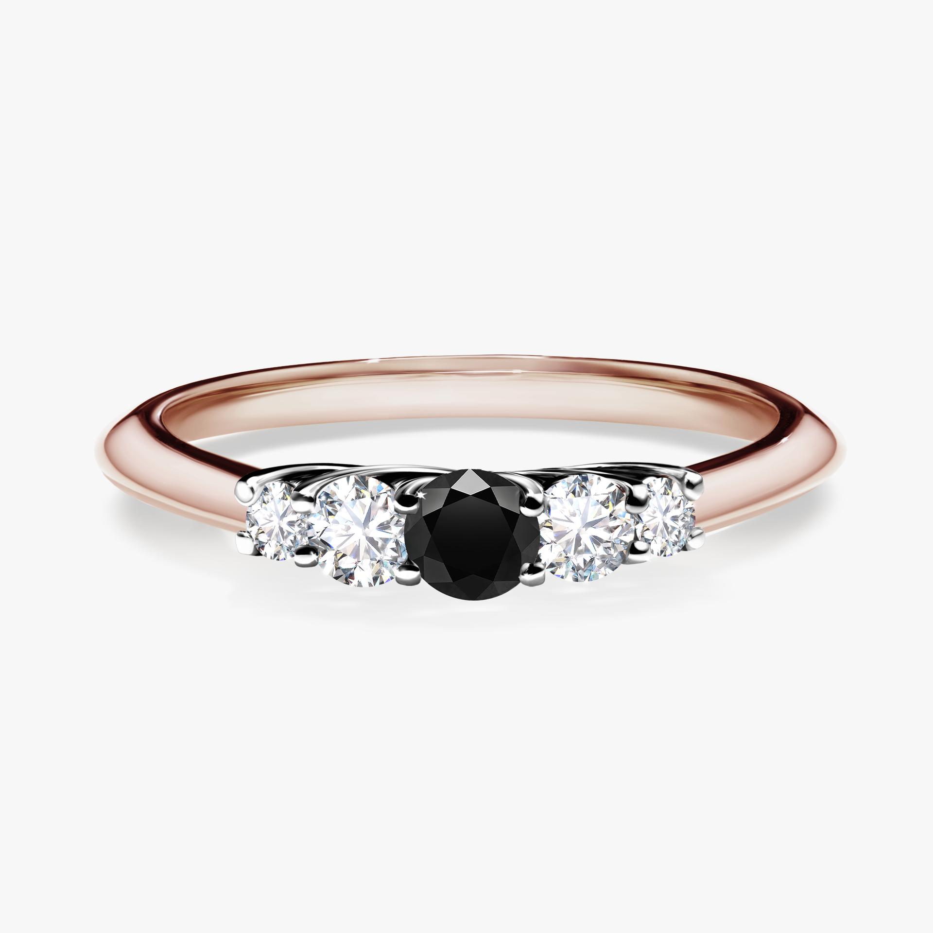 Pierscionek zareczynowy z diamentem czarny 022 CT z rozowego zlota my darling 01