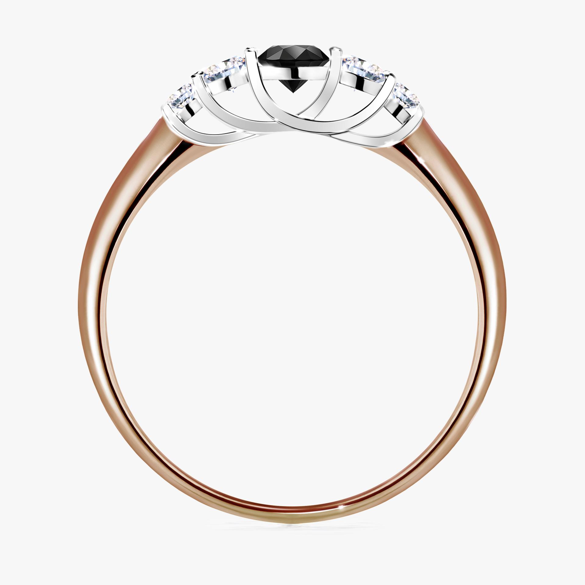 Pierscionek zareczynowy z diamentem czarny 022 CT z rozowego zlota my darling 02